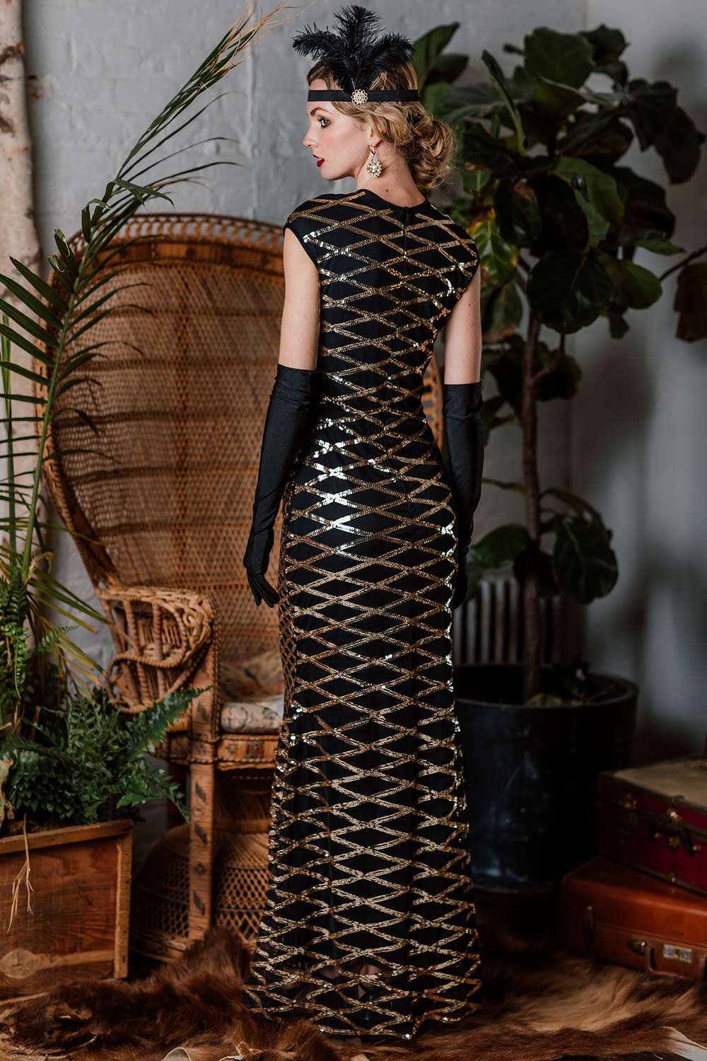 1920ER SCHWARZ PAILLETTEN MAXIKLEID - Image 4