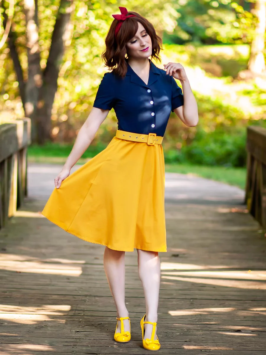 1950ER PATCHWORK V-AUSSCHNITT KURZARM SWING KLEID - Image 7