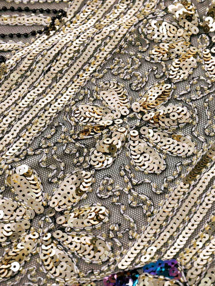 CHAMPAGNER 1920ER PERLEN FRANSE FLAPPER KLEID - Image 4