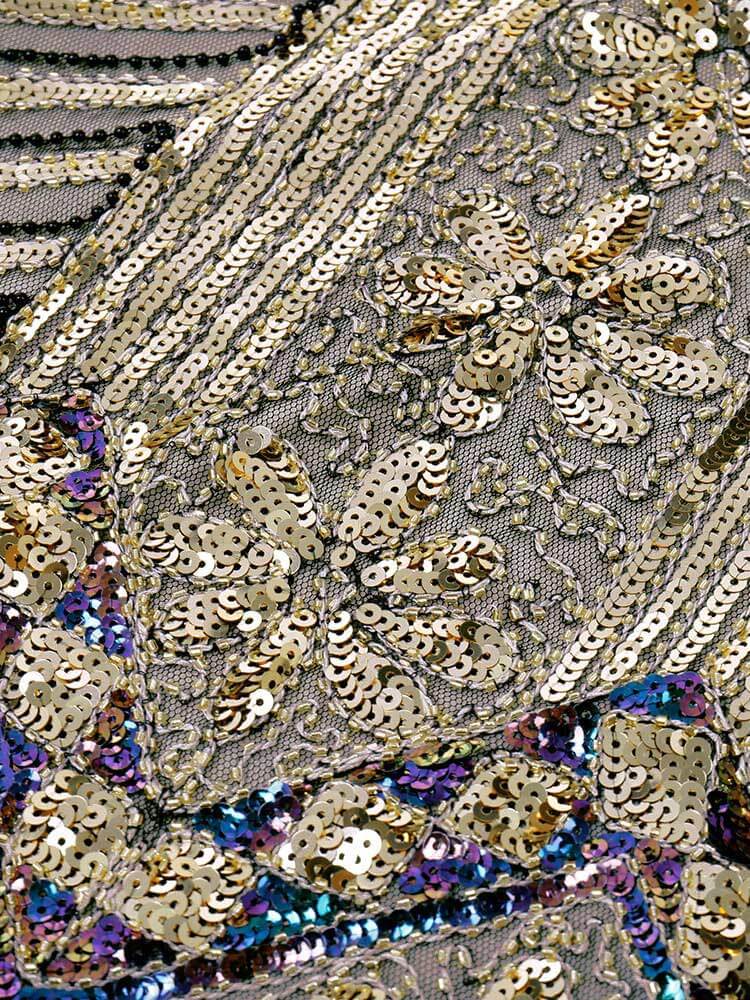 CHAMPAGNER 1920ER PERLEN FRANSE FLAPPER KLEID - Image 5