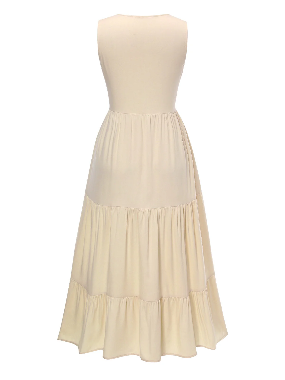 Cremeweiß 1940er Tasten Ärmellos Lagen Kleid - Image 2