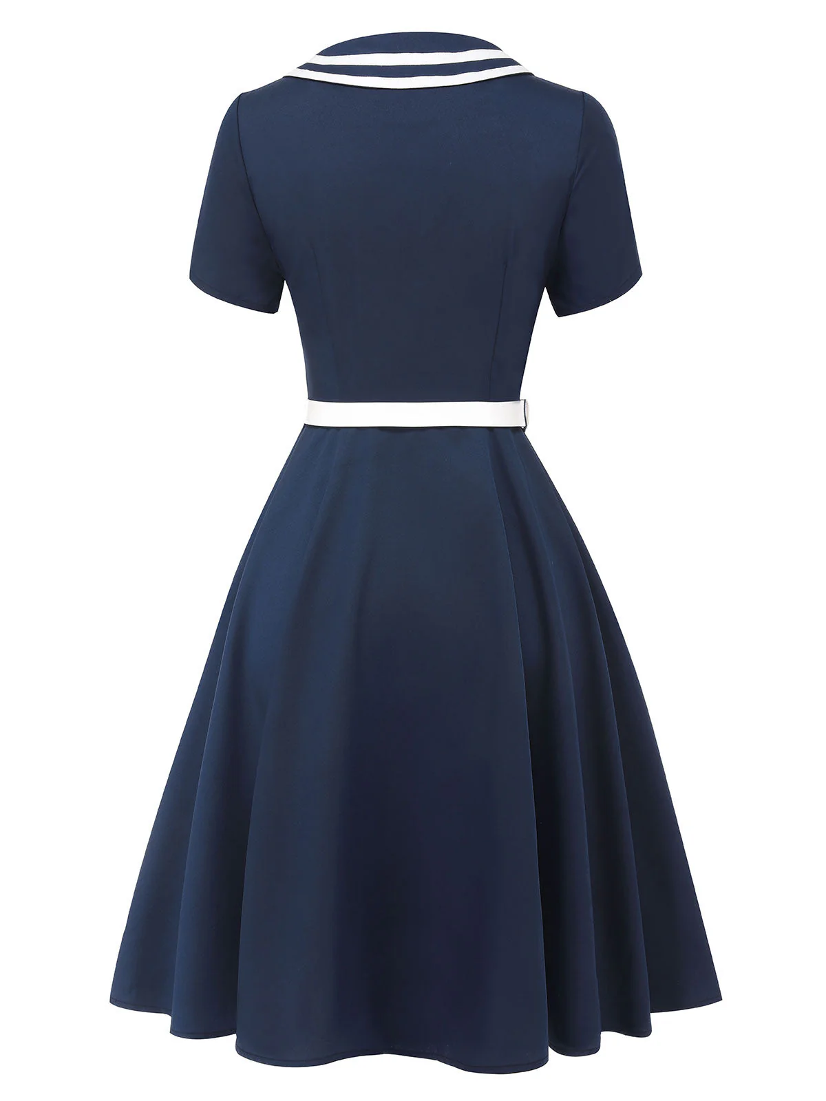 Dunkelblau 1950er Sailot Style Zweireihiges Kleid - Image 4