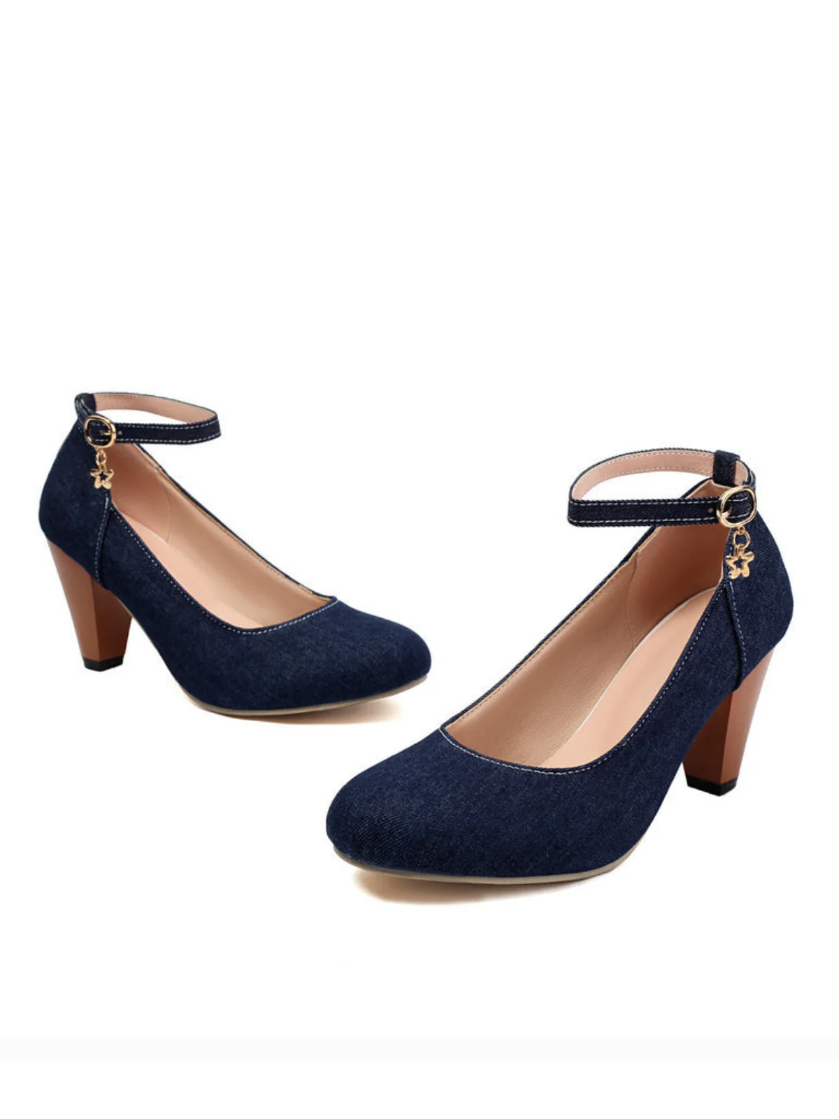 Denim Schnalle Mary Janes Klobige Absätze - Image 2