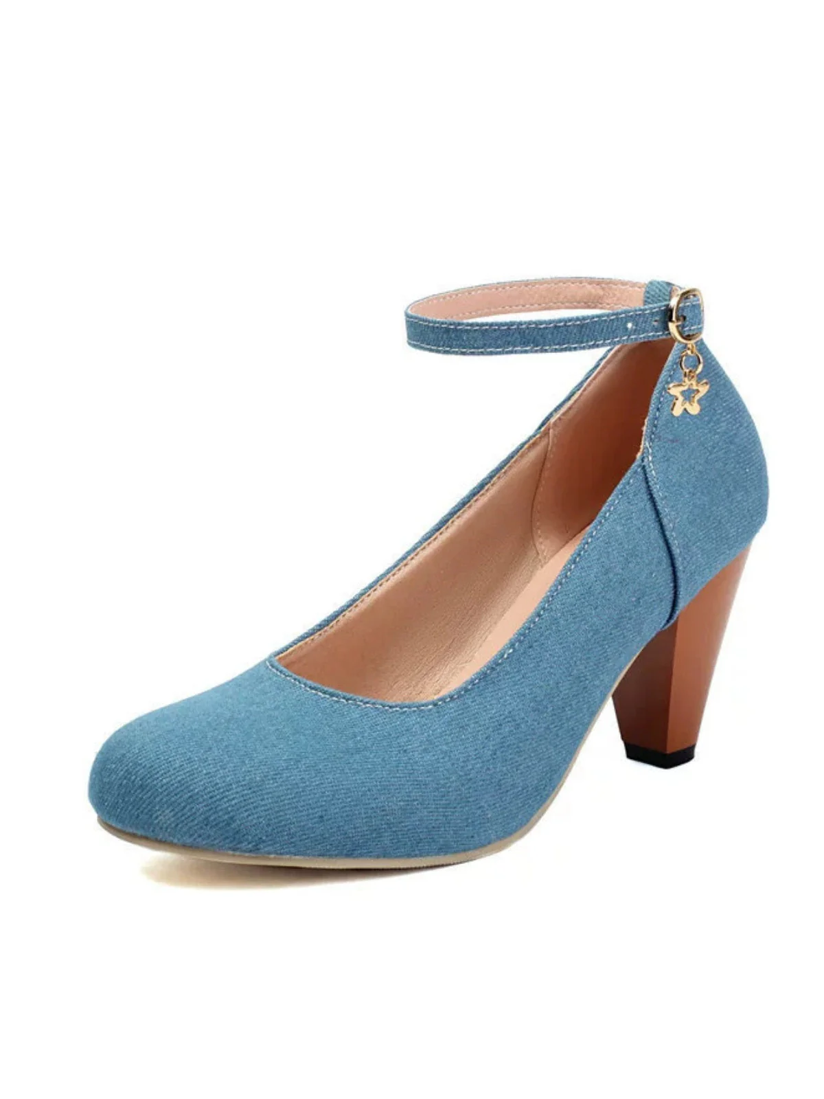Denim Schnalle Mary Janes Klobige Absätze - Image 6