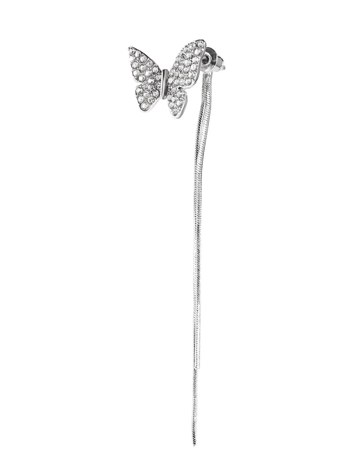 Butterfly Diamond Pearl Asymmetrische Ohrringe - Image 3