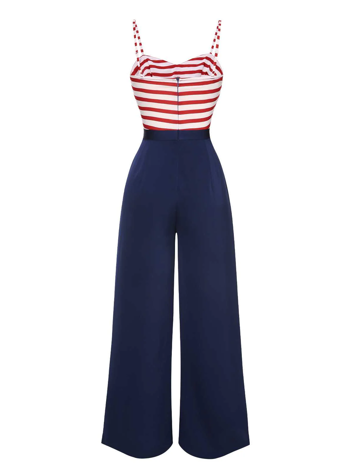 Dunkelblau 1930er Spaghetti Träger Streifen Jumpsuit - Image 6