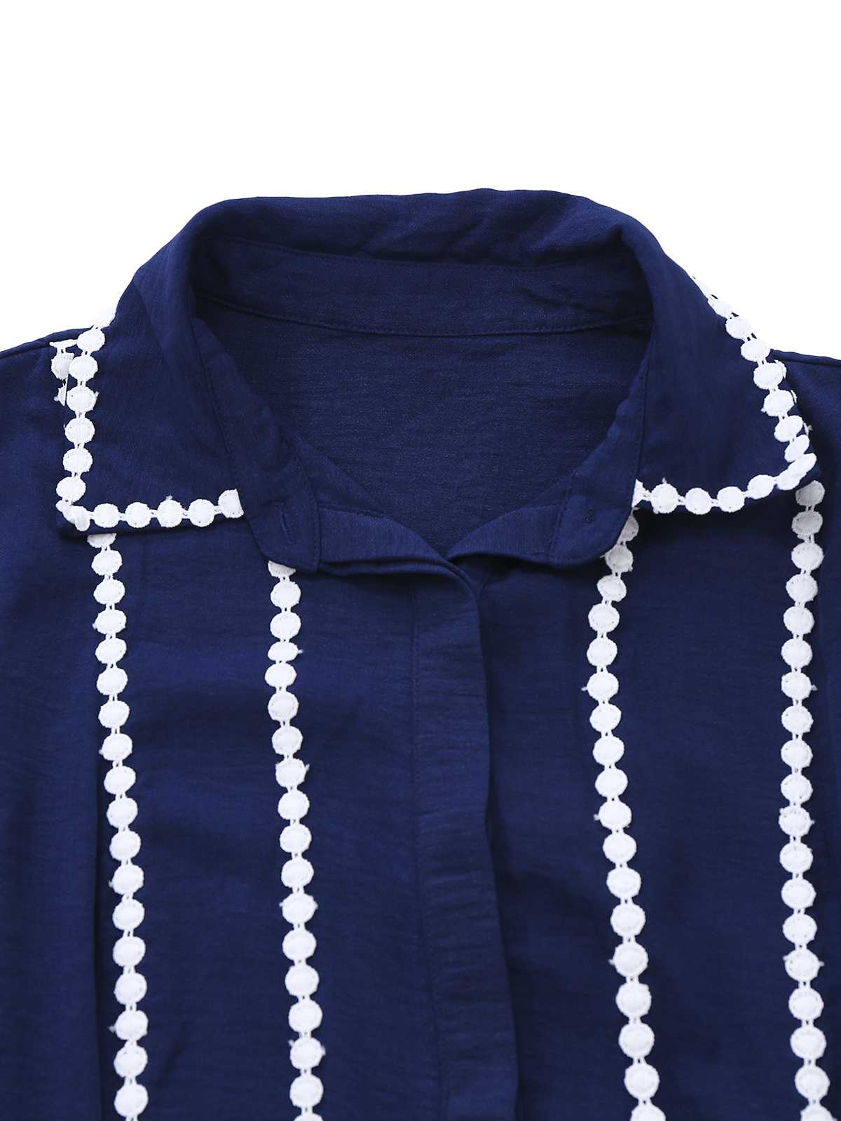 Dunkelblau 1940er Kontrastbesatz Gürtel Hemd Kleid - Image 4