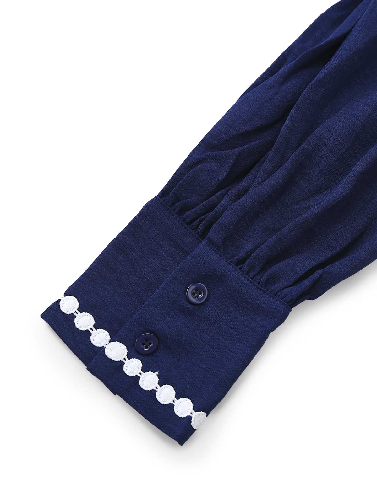 Dunkelblau 1940er Kontrastbesatz Gürtel Hemd Kleid - Image 5