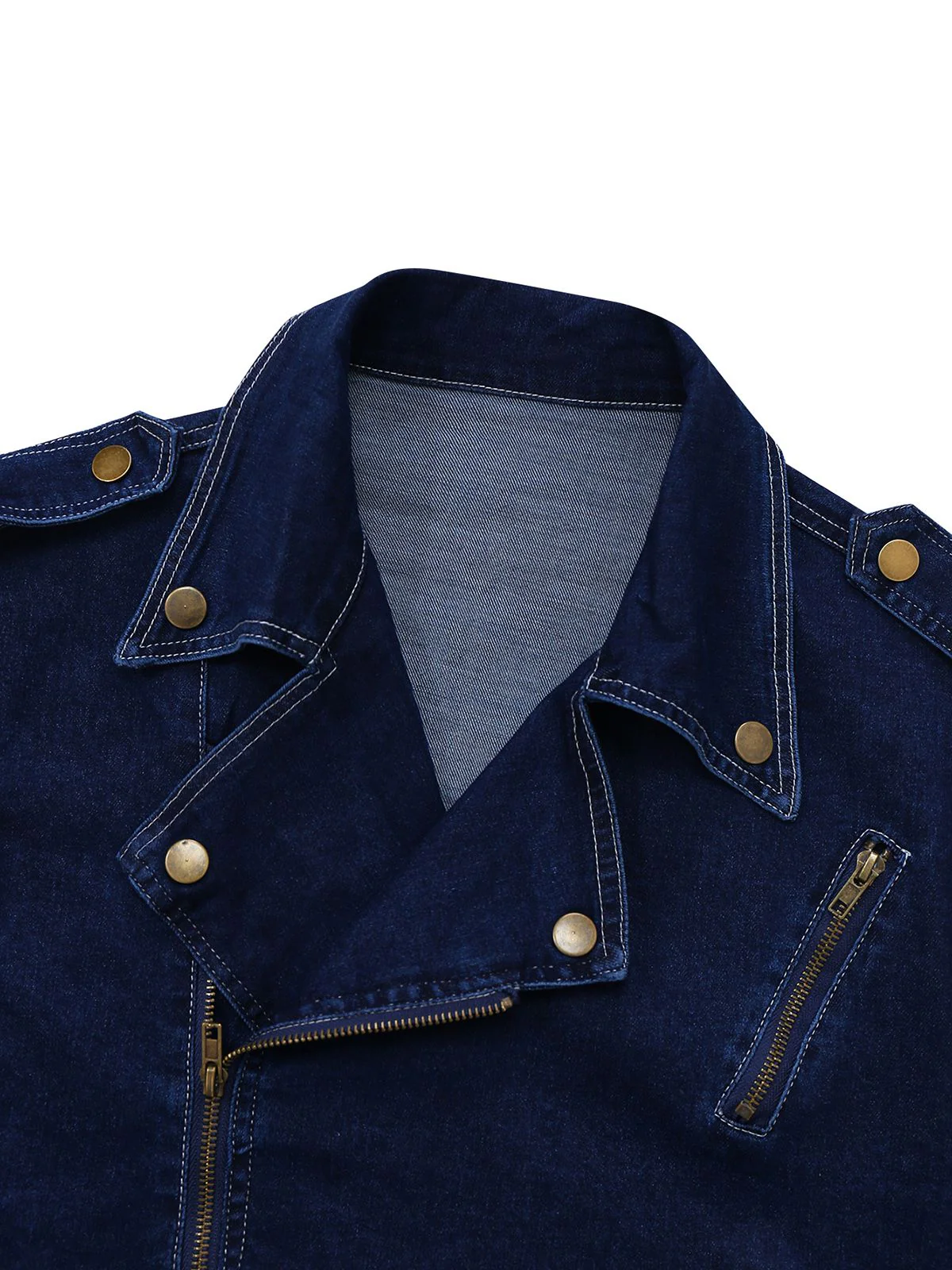 Dunkelblau 1950er Denim Taste Revers Jacke - Image 5