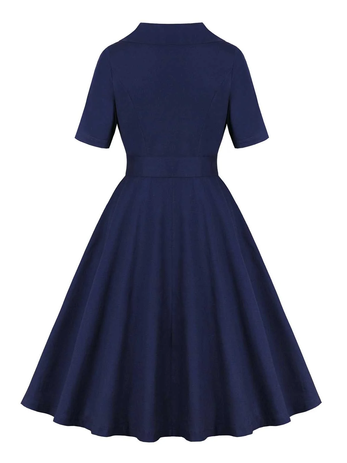 Dunkelblau 1950er Peter Pan Collar Gürtel Kleid - Image 2