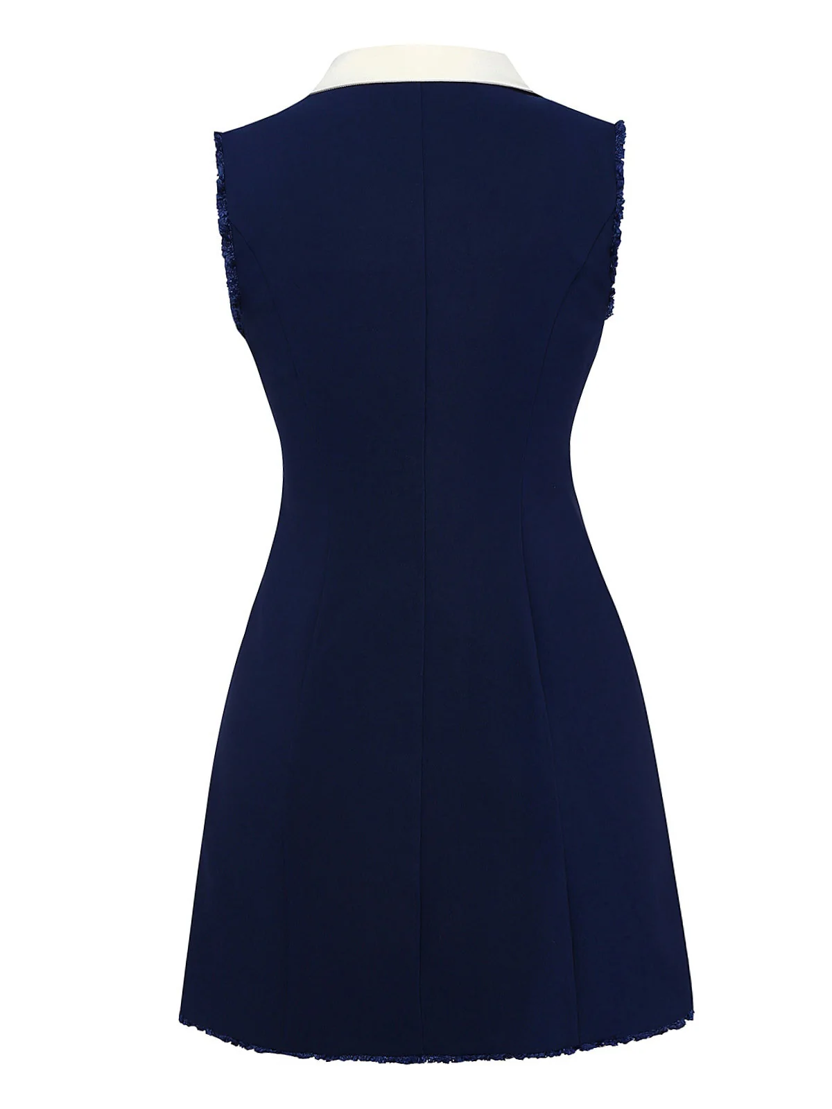 Dunkelblau 1960er Kontrast Rohe Manschetten Tasten Kleid - Image 2