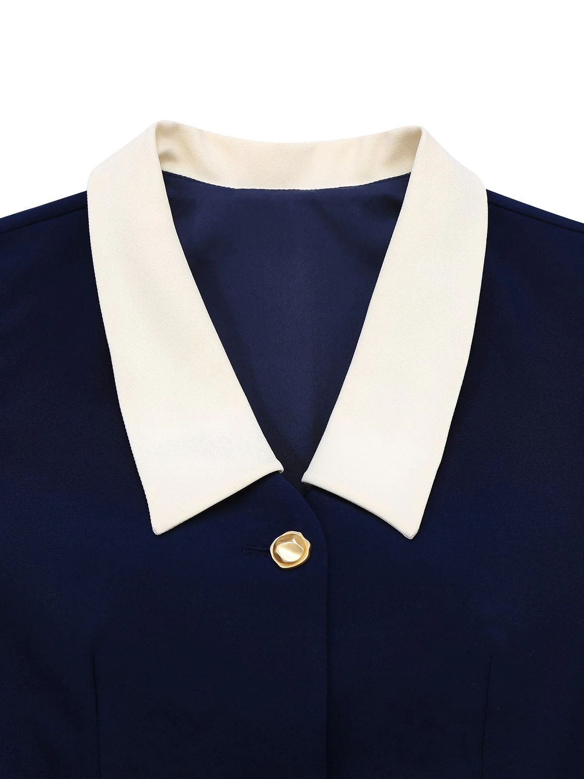 Dunkelblau 1960er Kontrast Rohe Manschetten Tasten Kleid - Image 3