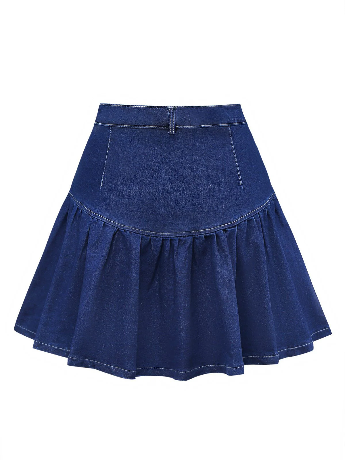 Dunkelblau 1960er Rüschen Denim Rock - Image 4