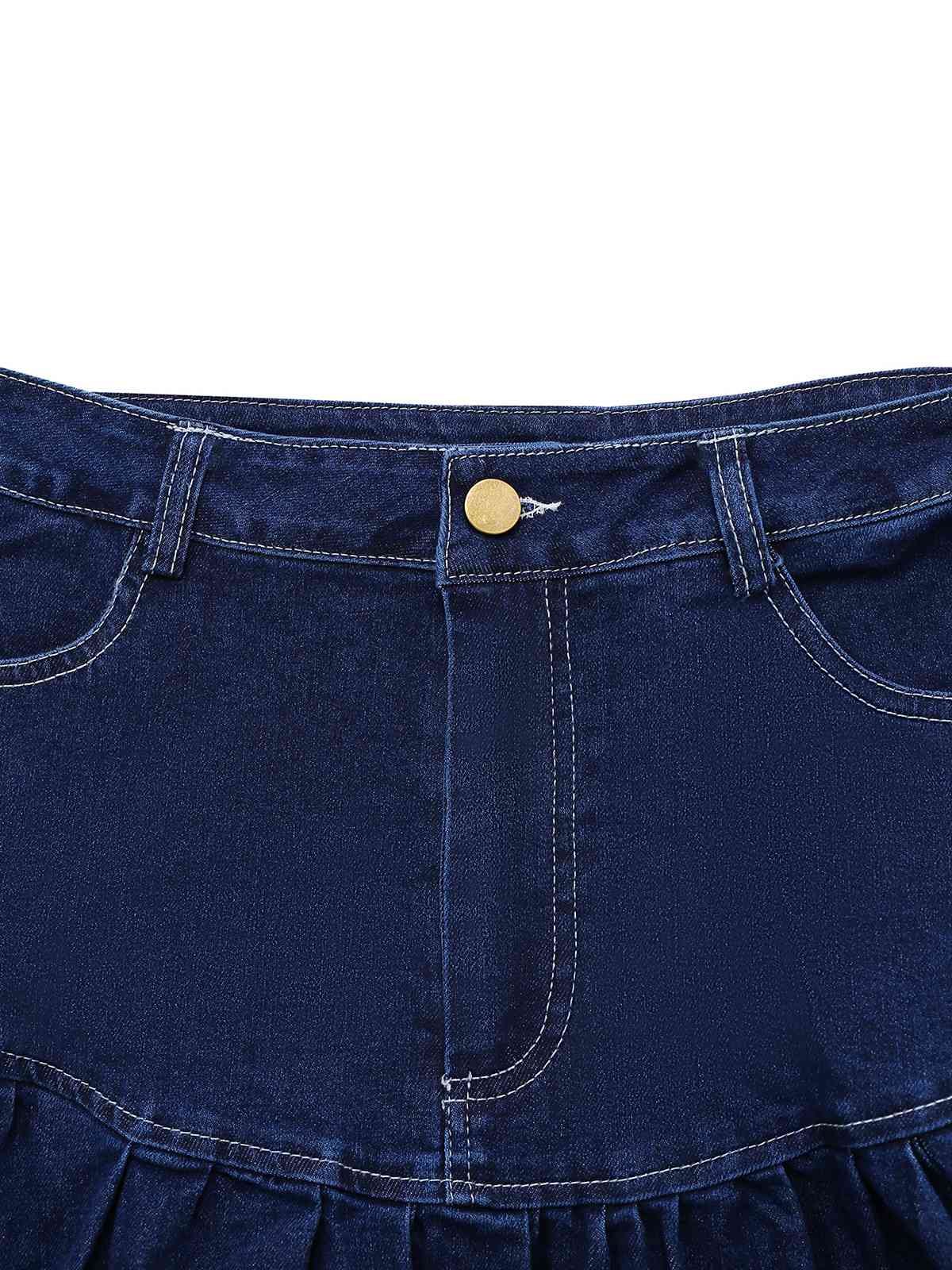 Dunkelblau 1960er Rüschen Denim Rock - Image 5