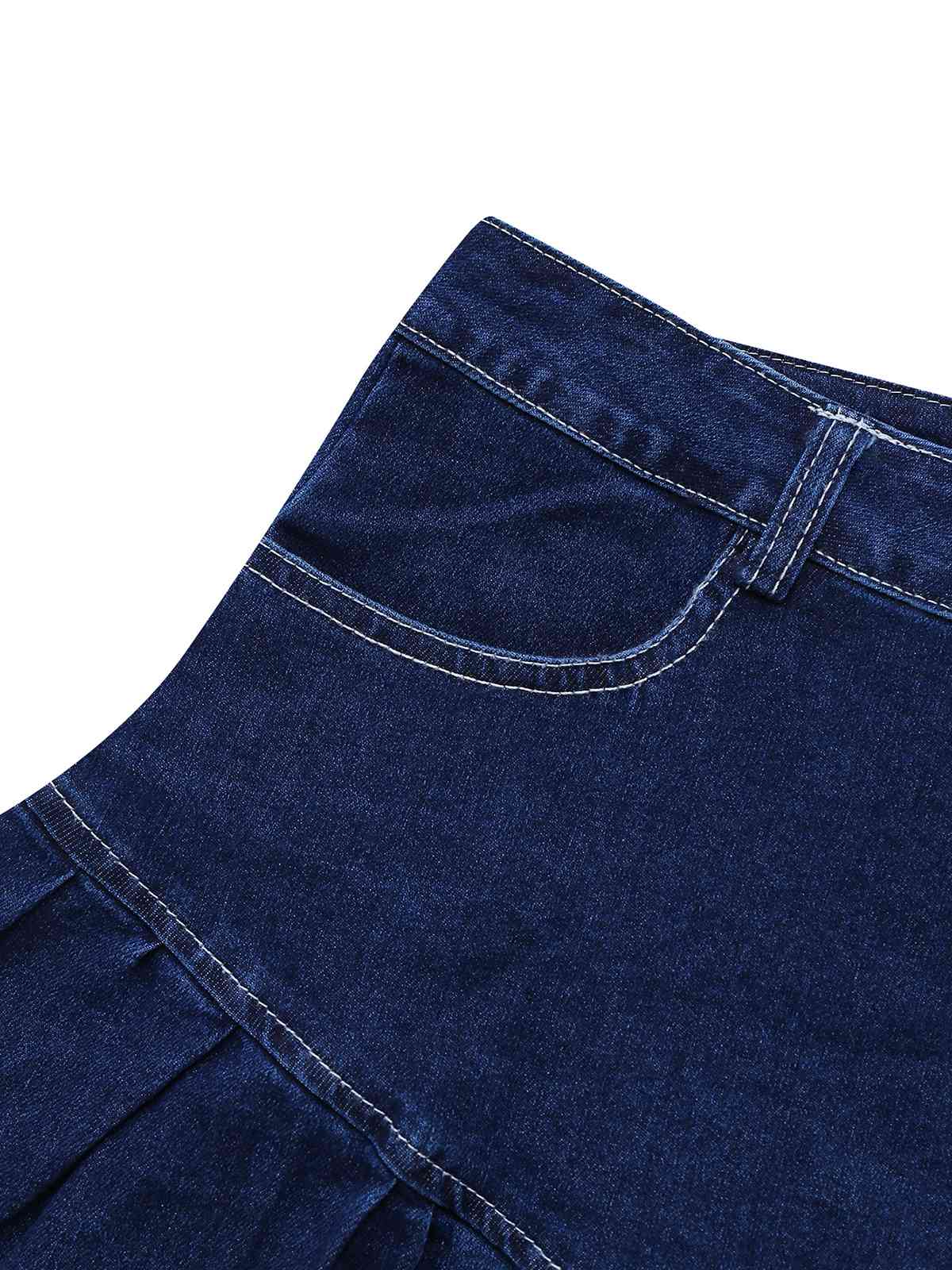 Dunkelblau 1960er Rüschen Denim Rock - Image 6