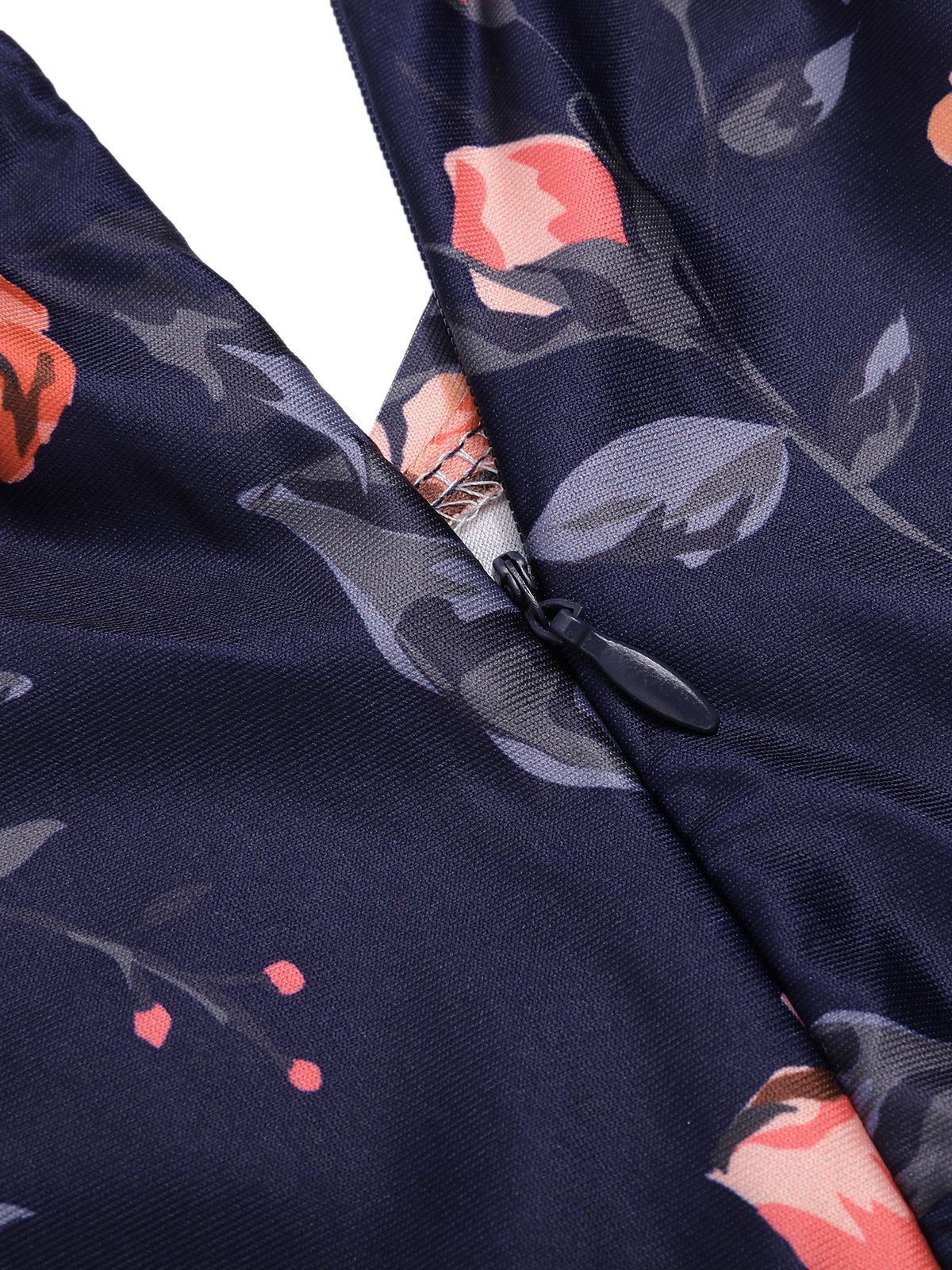 Dunkelblau 1960er Schulterfrei Blumen Jumpsuit - Image 3