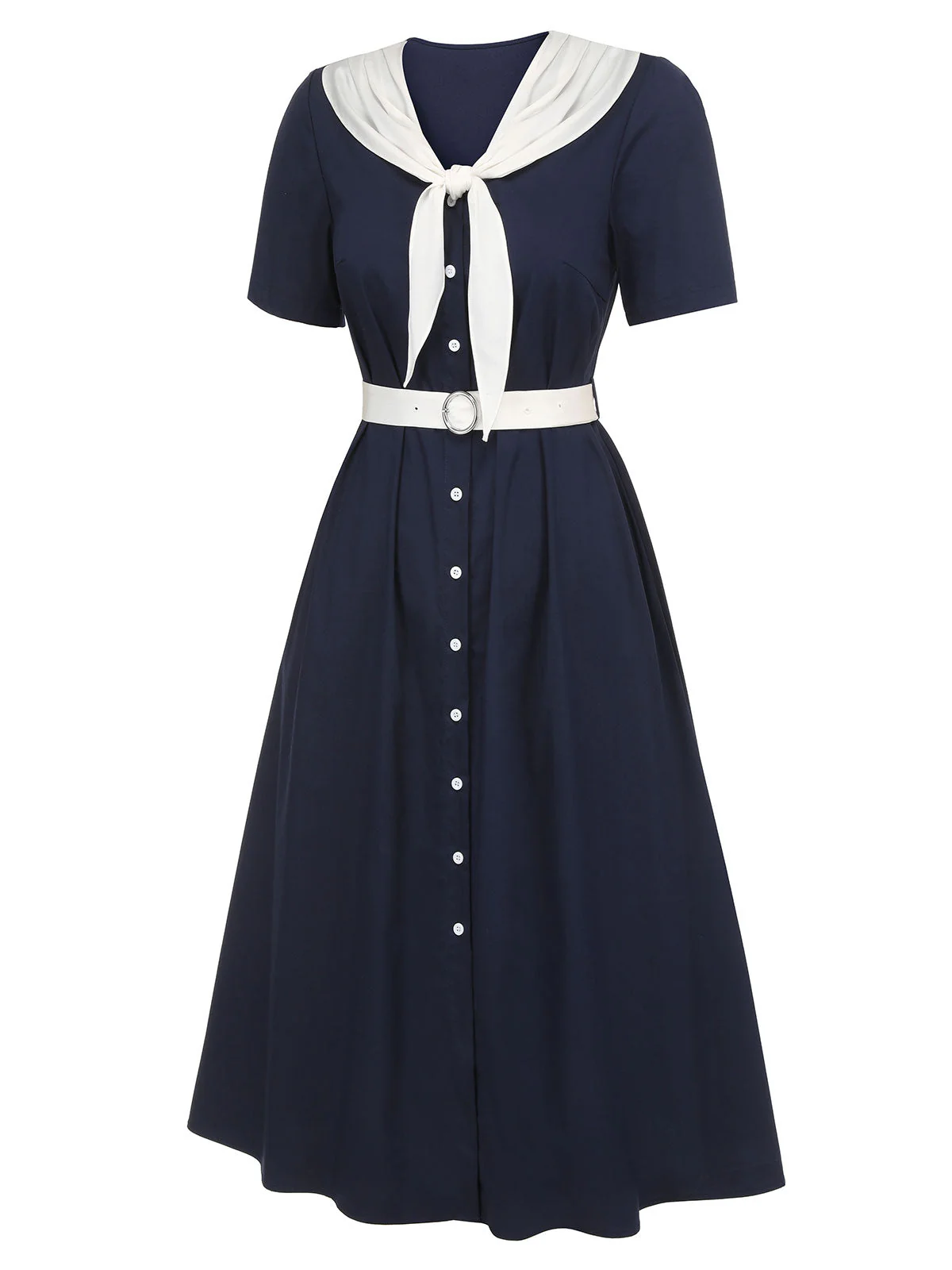 Dunkelblau & Weiß 1940er Matrosenkleid - Image 3