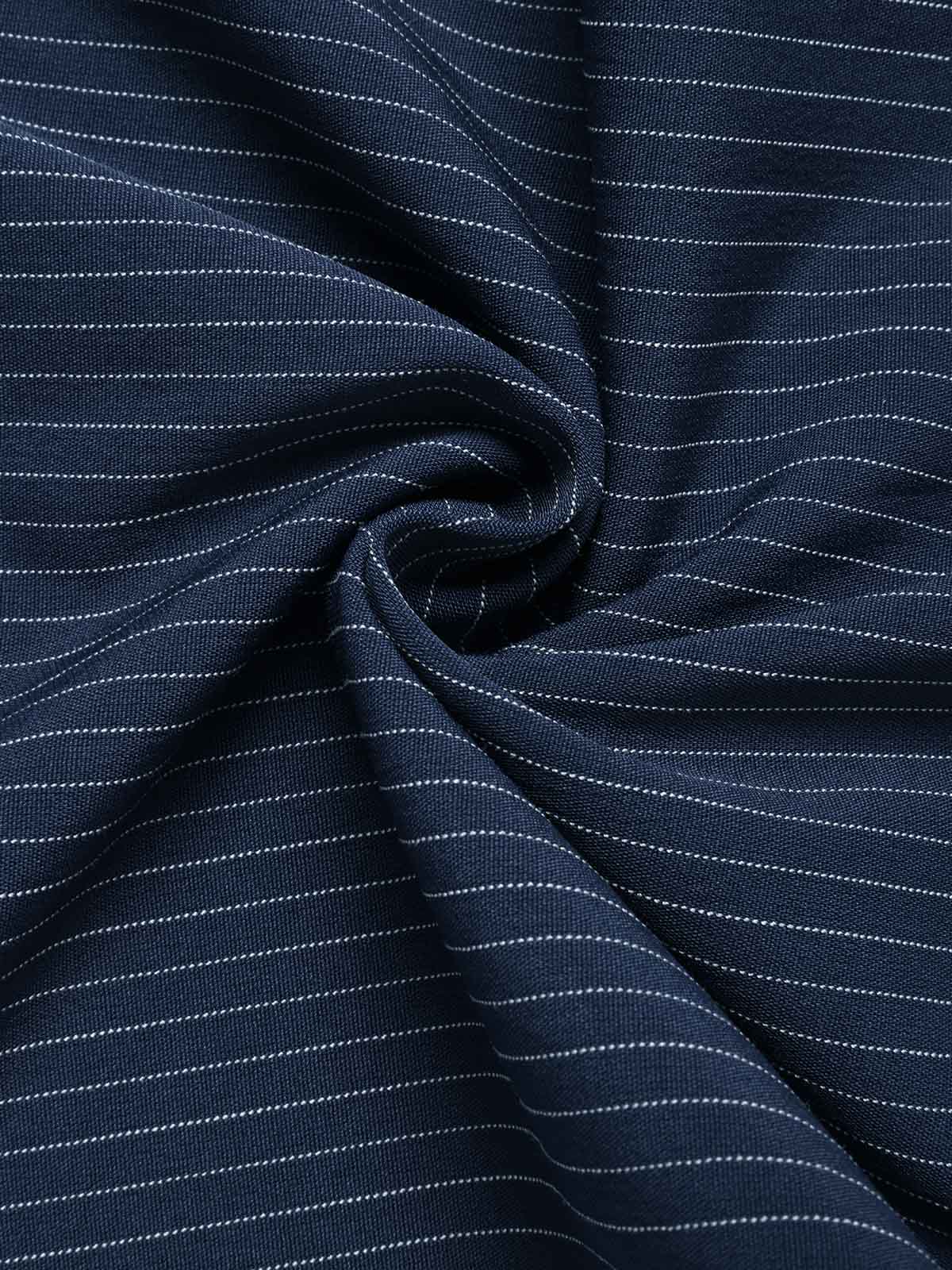 [Vorverkauf] Dunkelblauer 40er Gestreifter Jumpsuit mit Neckholder und Rüschen - Image 6