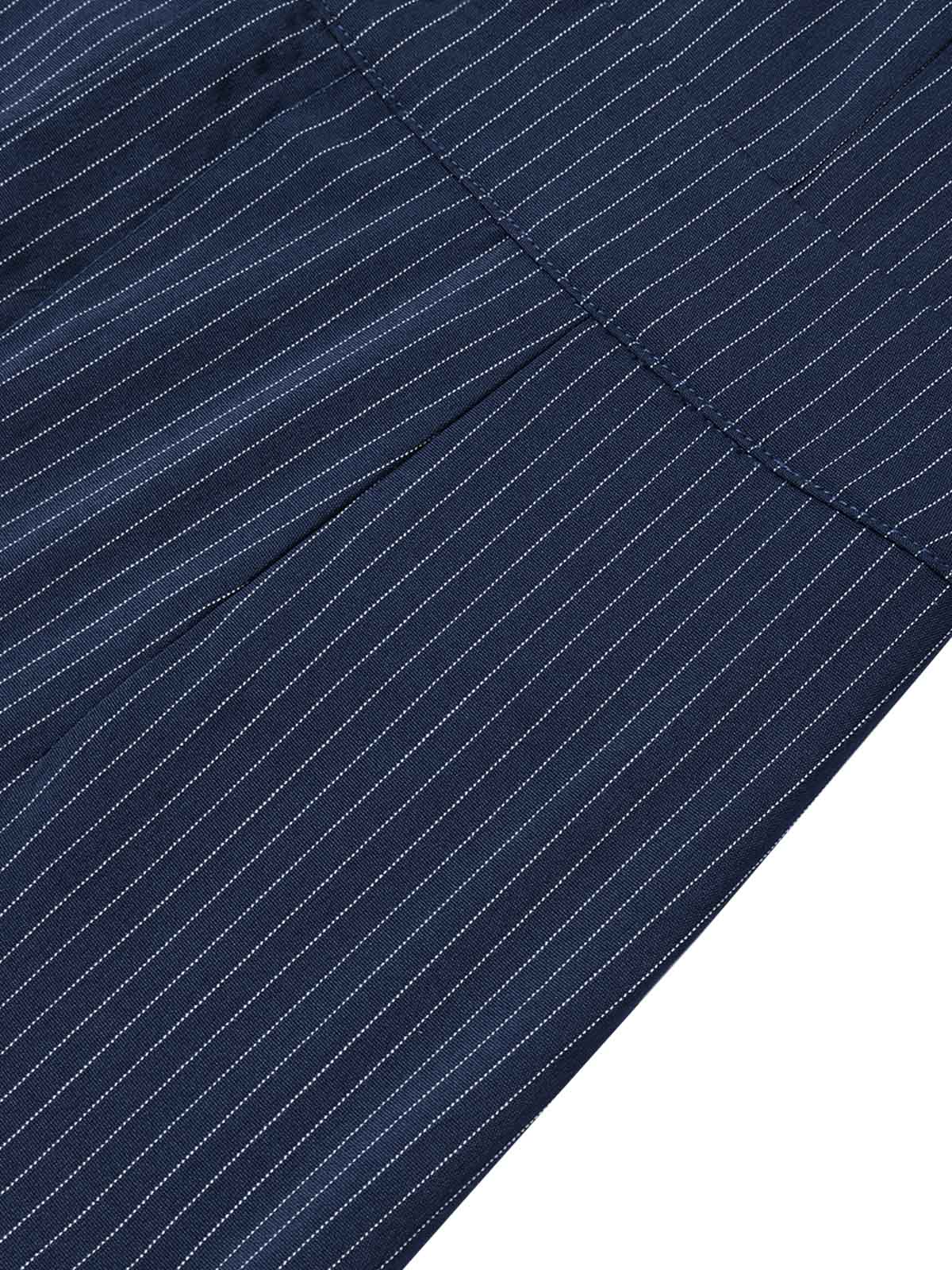 [Vorverkauf] Dunkelblauer 40er Gestreifter Jumpsuit mit Neckholder und Rüschen - Image 7