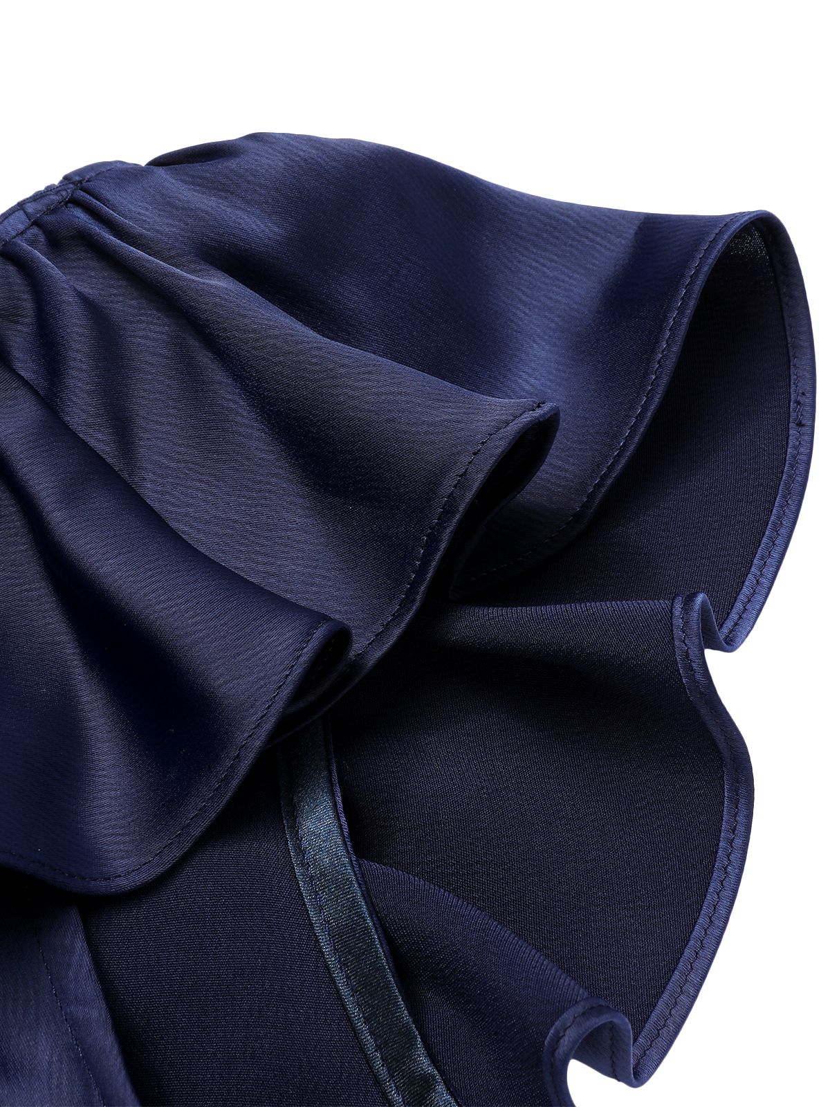 Dunkelblaues 1930er Volantärmel Trompetenkleid mit Rundhalsausschnitt - Image 5