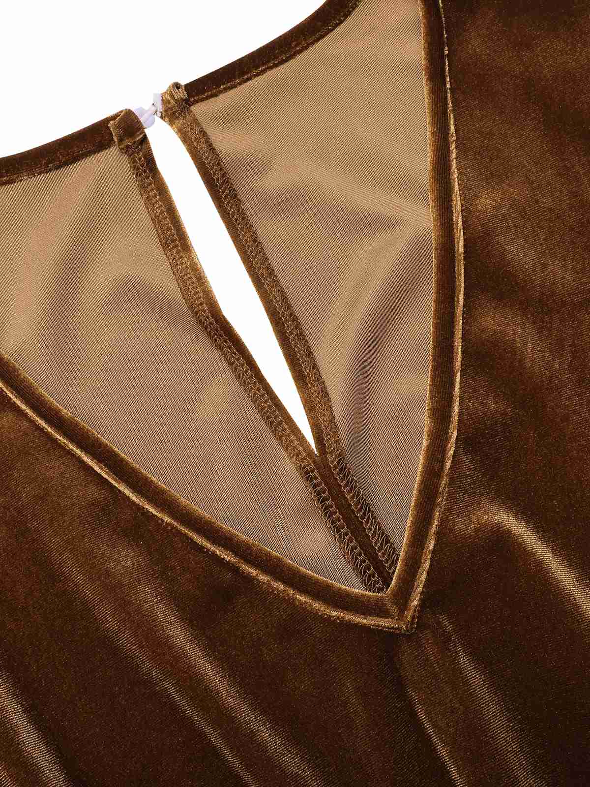Dunkelbraun 1930er Solide V-Ausschnitt Samt Jumpsuit - Image 4