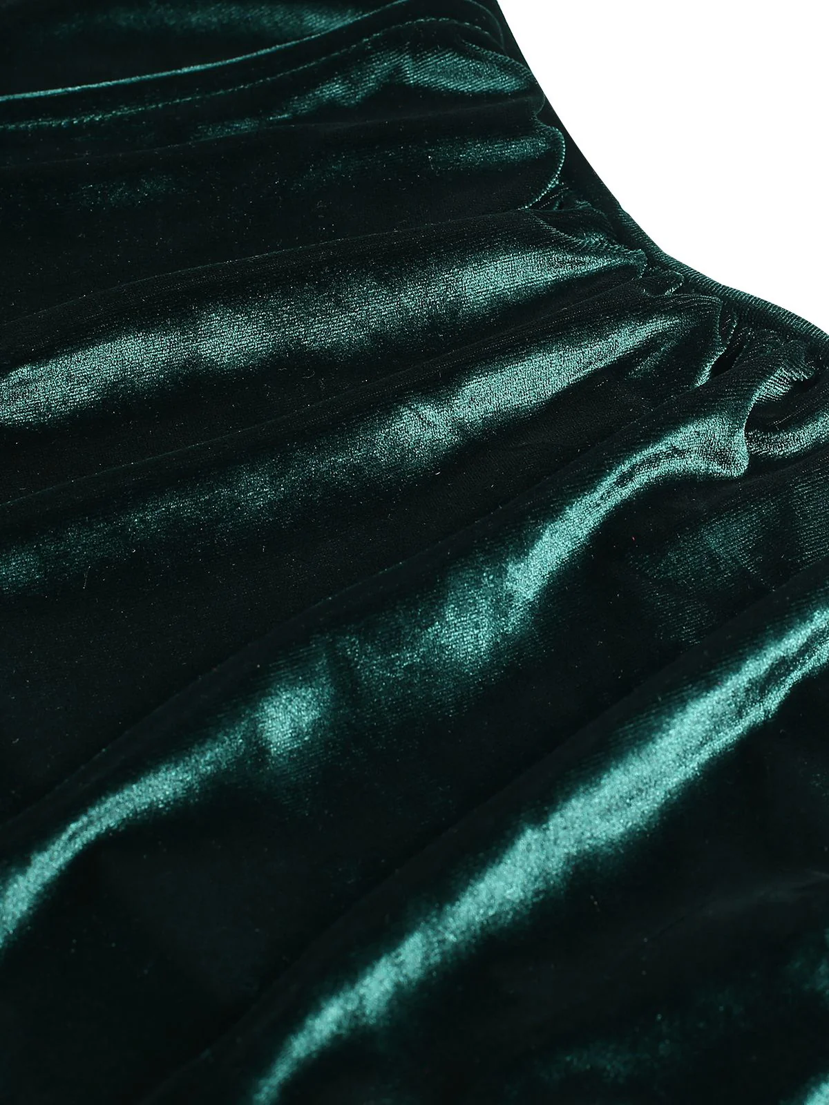 Dunkelgrün 1930er Samt Solide V-Ausschnitt Kleid - Image 4
