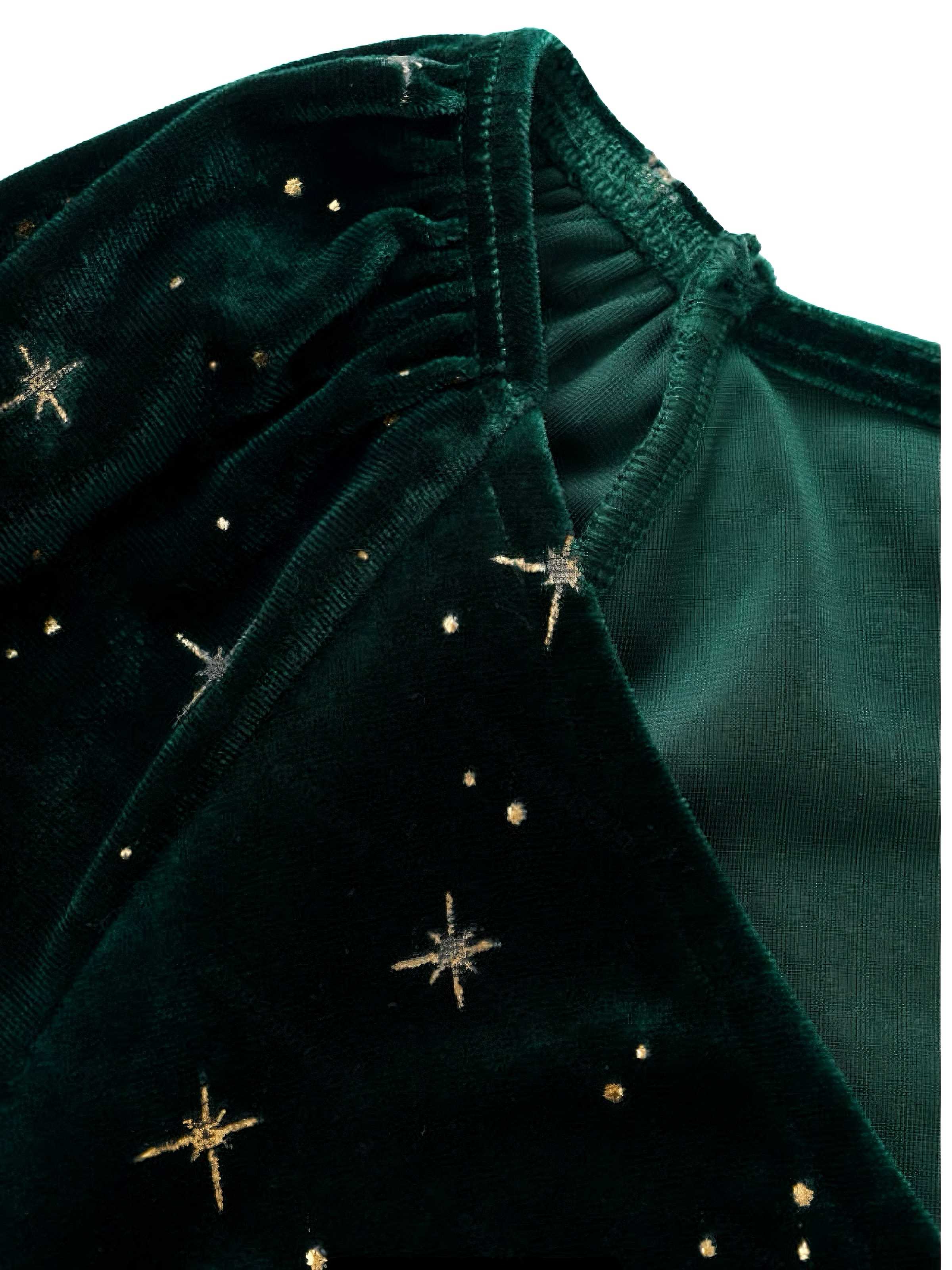 Dunkelgrün 1940er V-Ausschnitt Stern Samt Kleid - Image 5