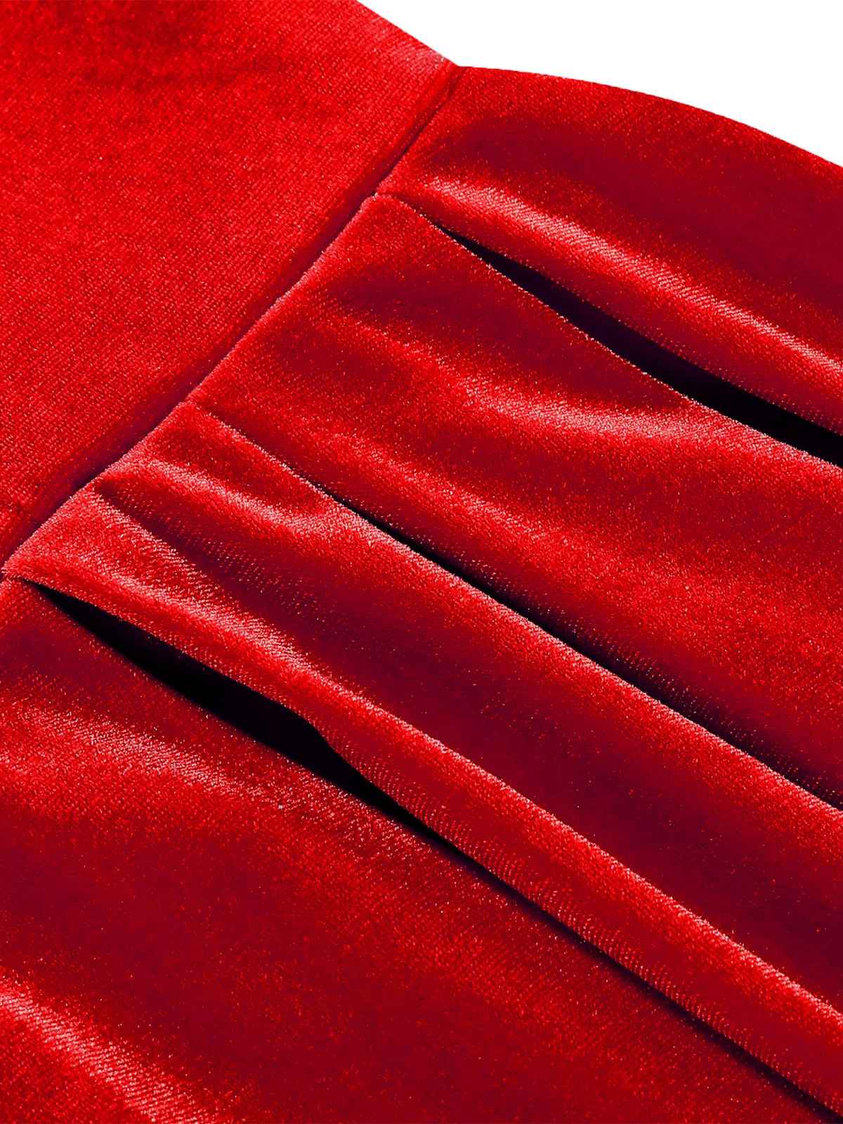 1950er Weihnachten Samt Quadratischer Hals Langarm Kleid - Image 5