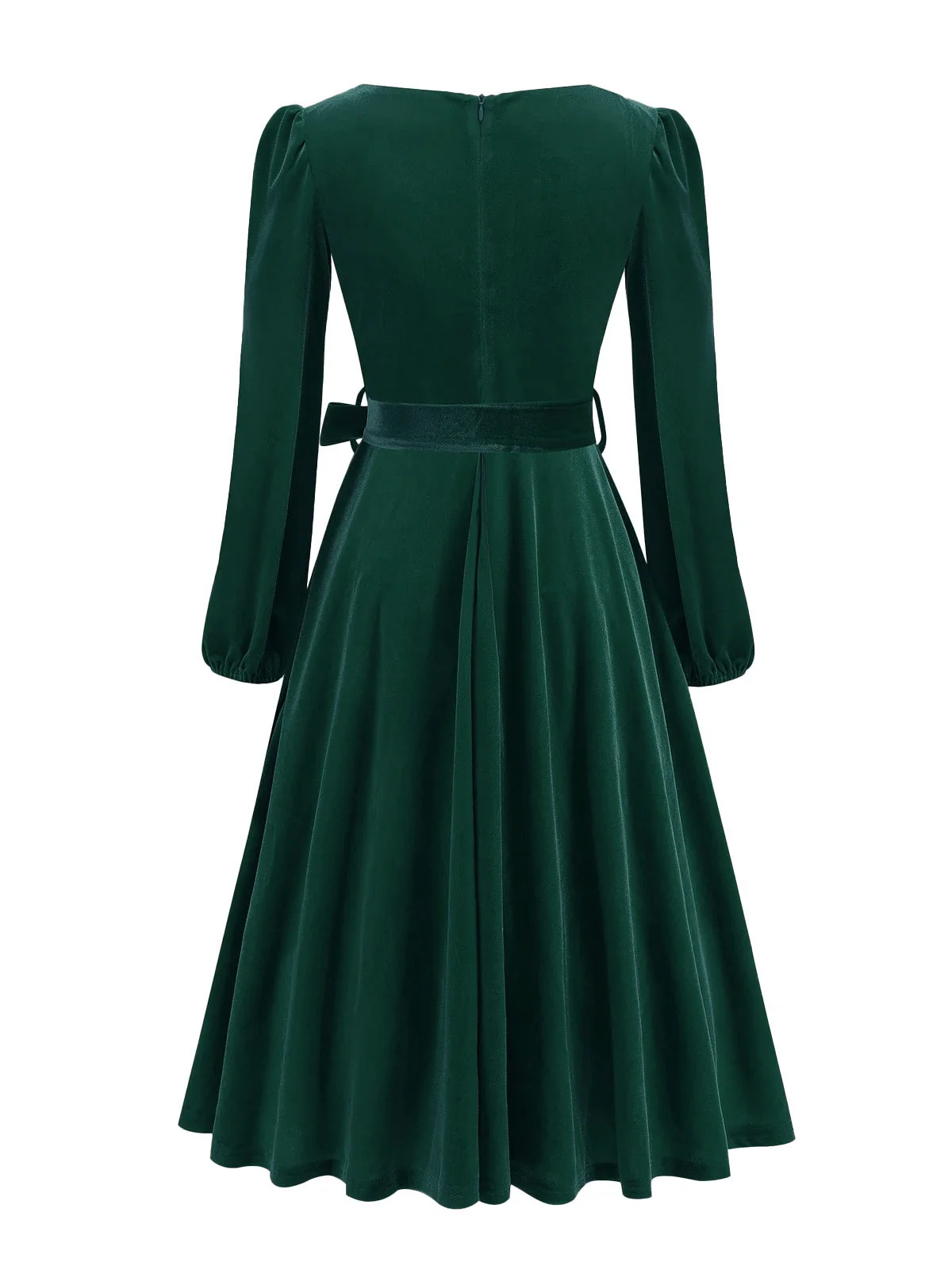 1950er Weihnachten Samt Quadratischer Hals Langarm Kleid - Image 8