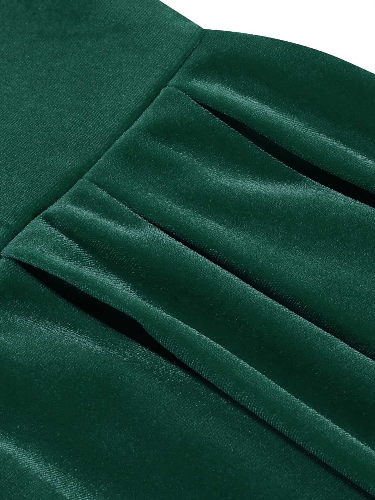 1950er Weihnachten Samt Quadratischer Hals Langarm Kleid - Image 10