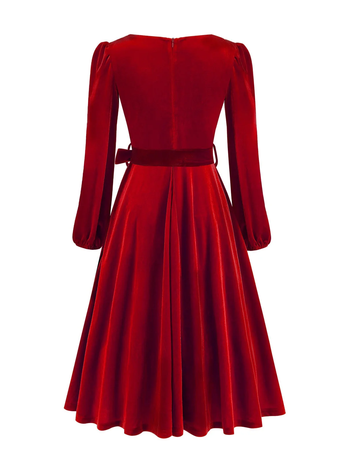 1950er Weihnachten Samt Quadratischer Hals Langarm Kleid - Image 3