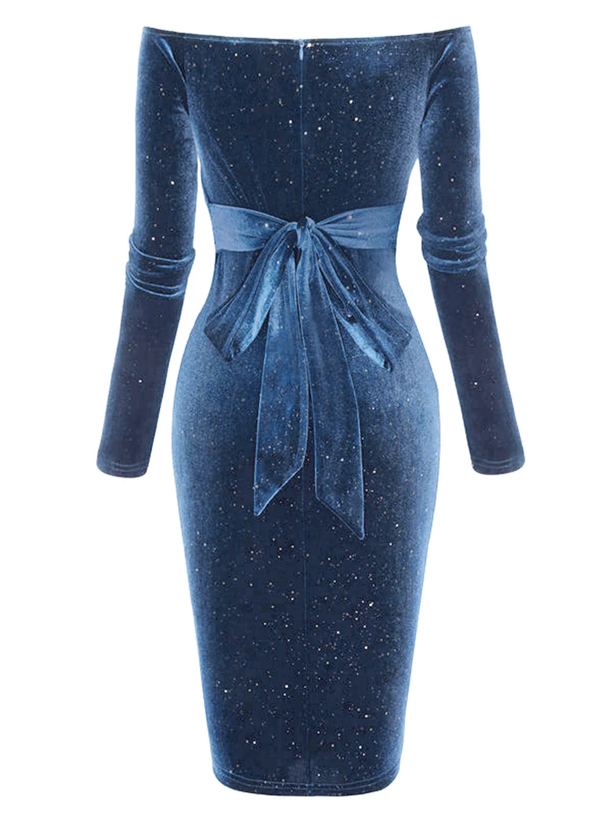 Dunkelgrün 1960er Solide Schulterfrei Samt Bleistiftkleid - Image 7