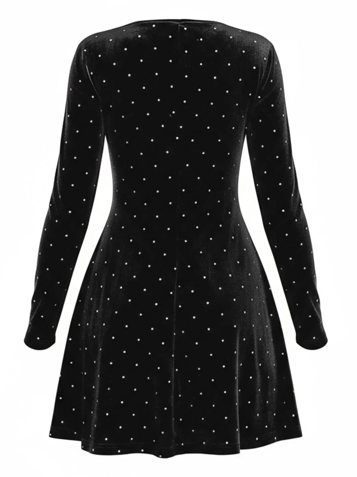 Schwarz 1980er Samt Strassstein Tailliert Party Kleid - Image 8