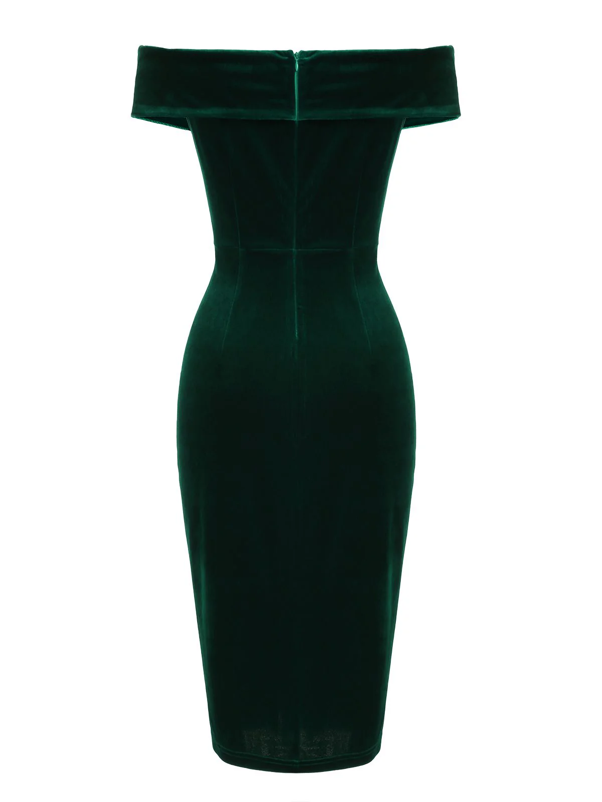 Dunkelgrün VINTAGE SCHULTERFREI PENCIL KLEID - Image 3