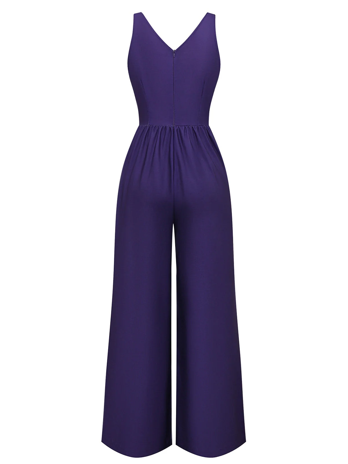 Dunkellila 1970er V-Ausschnitt Blumen Boho Jumpsuit - Image 2
