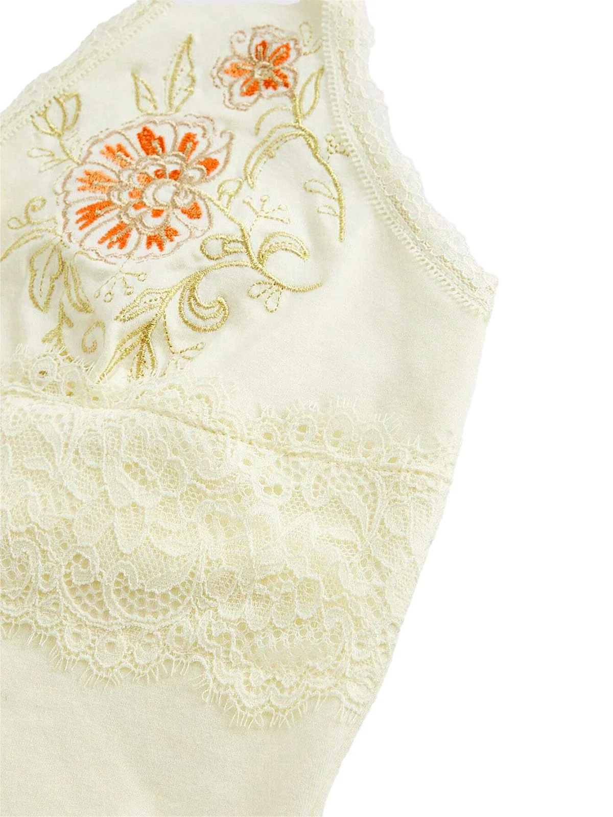 Elfenbein 1980er Bestickt Spitze Blumen Halter Top - Image 4