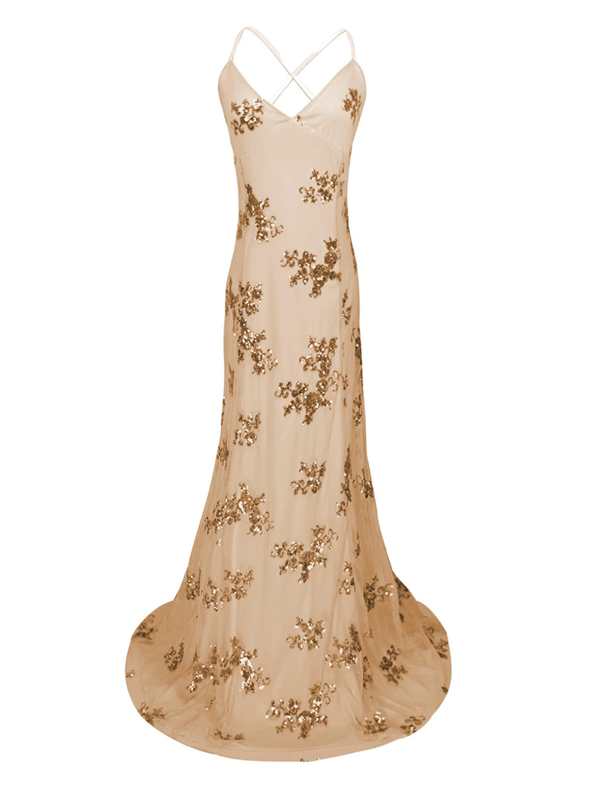 Elfenbein 1980er Pailletten-Embellished Meerjungfrauen Abendkleid - Image 2