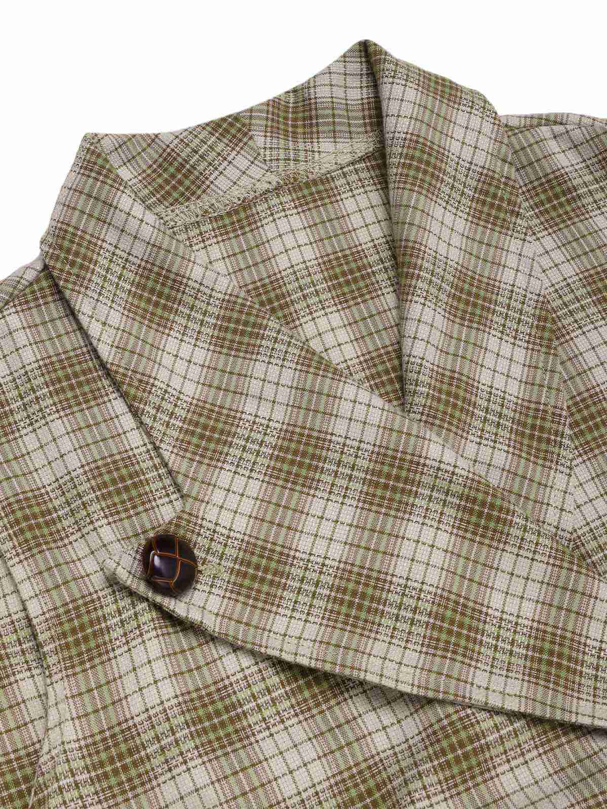 Erbsengrün 1960er Revers Geknöpft Tartan Kleid - Image 6
