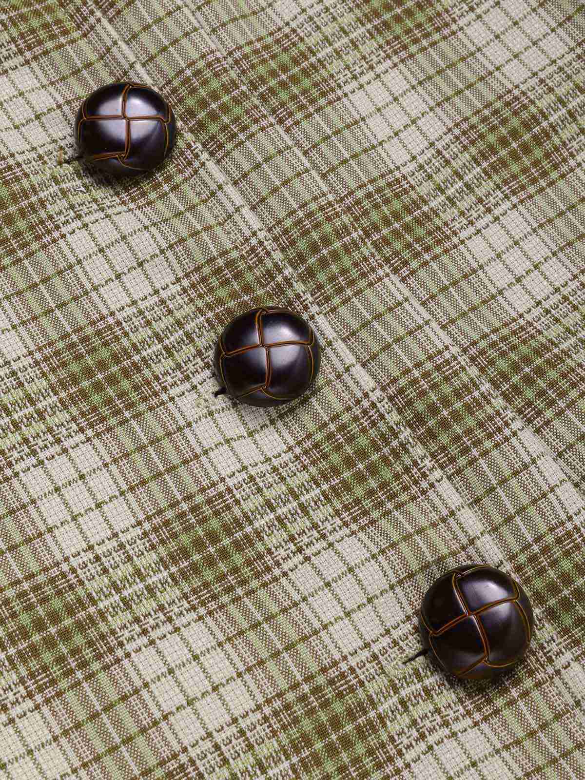 Erbsengrün 1960er Revers Geknöpft Tartan Kleid - Image 7