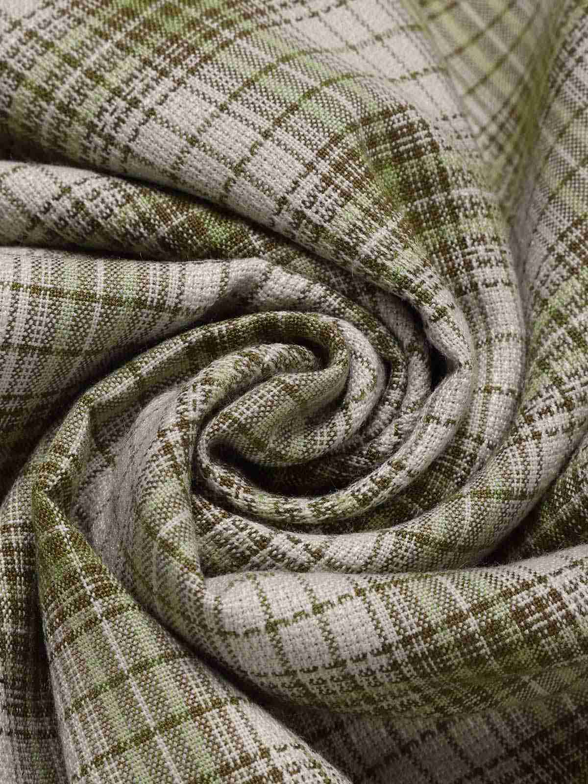 Erbsengrün 1960er Revers Geknöpft Tartan Kleid - Image 8