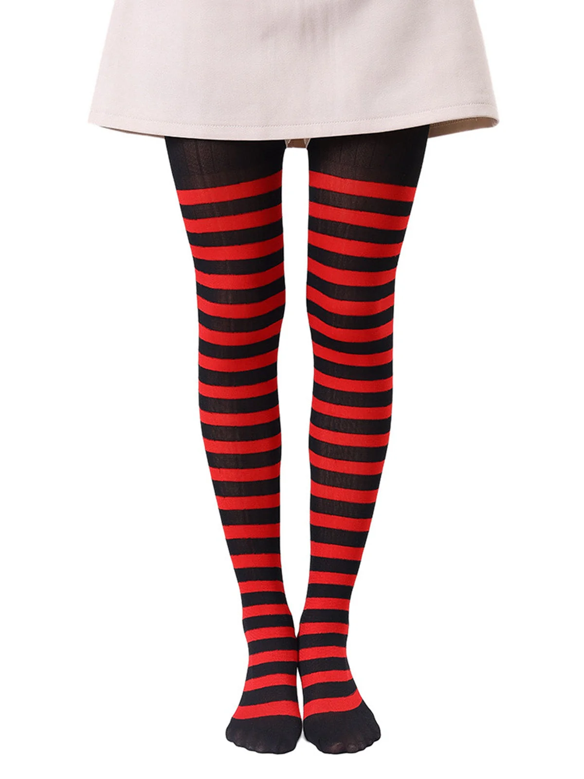 Farbkontrastiert Streifen Strumpfhosen Pantyhose - Image 4