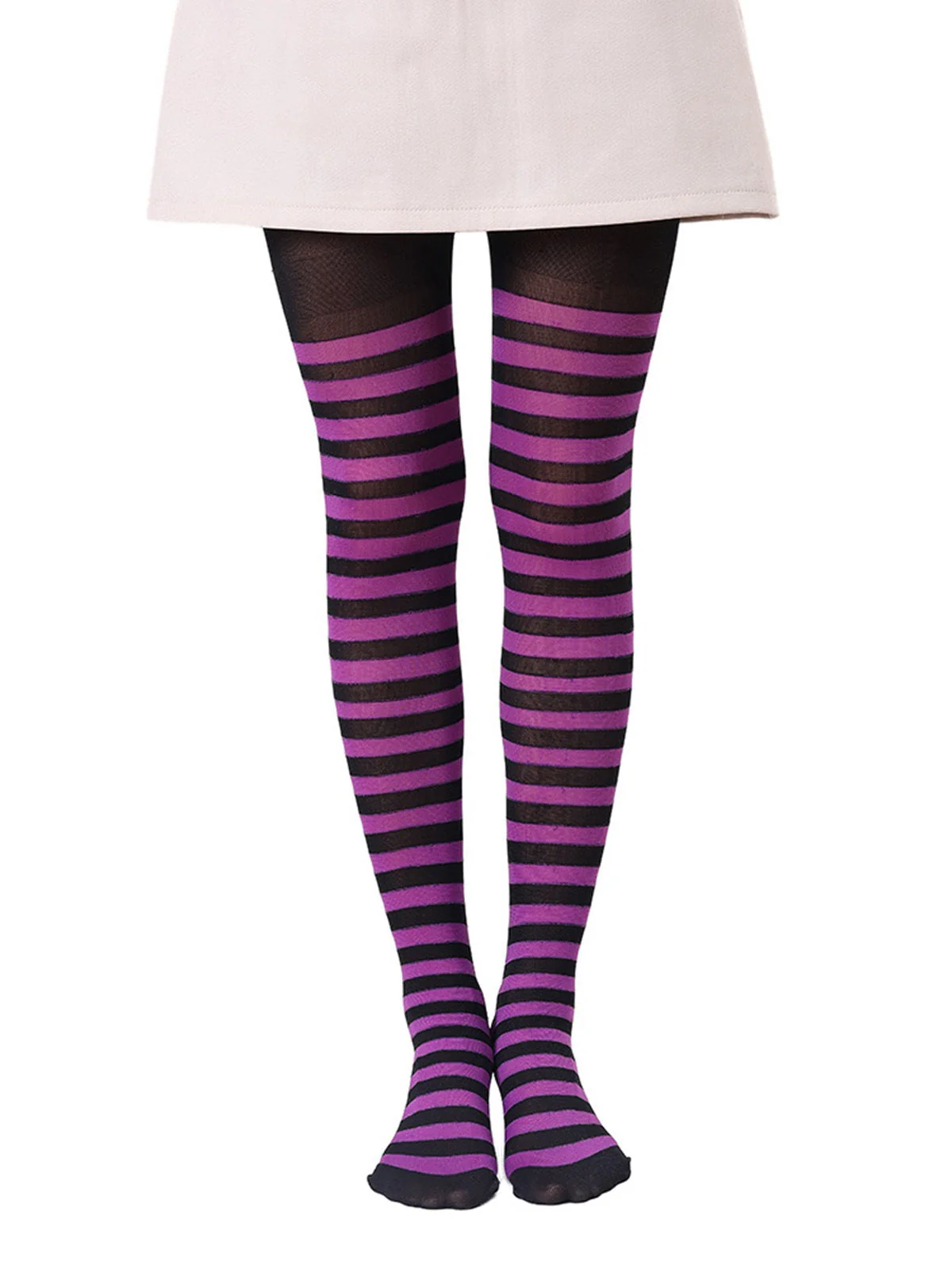 Farbkontrastiert Streifen Strumpfhosen Pantyhose - Image 6
