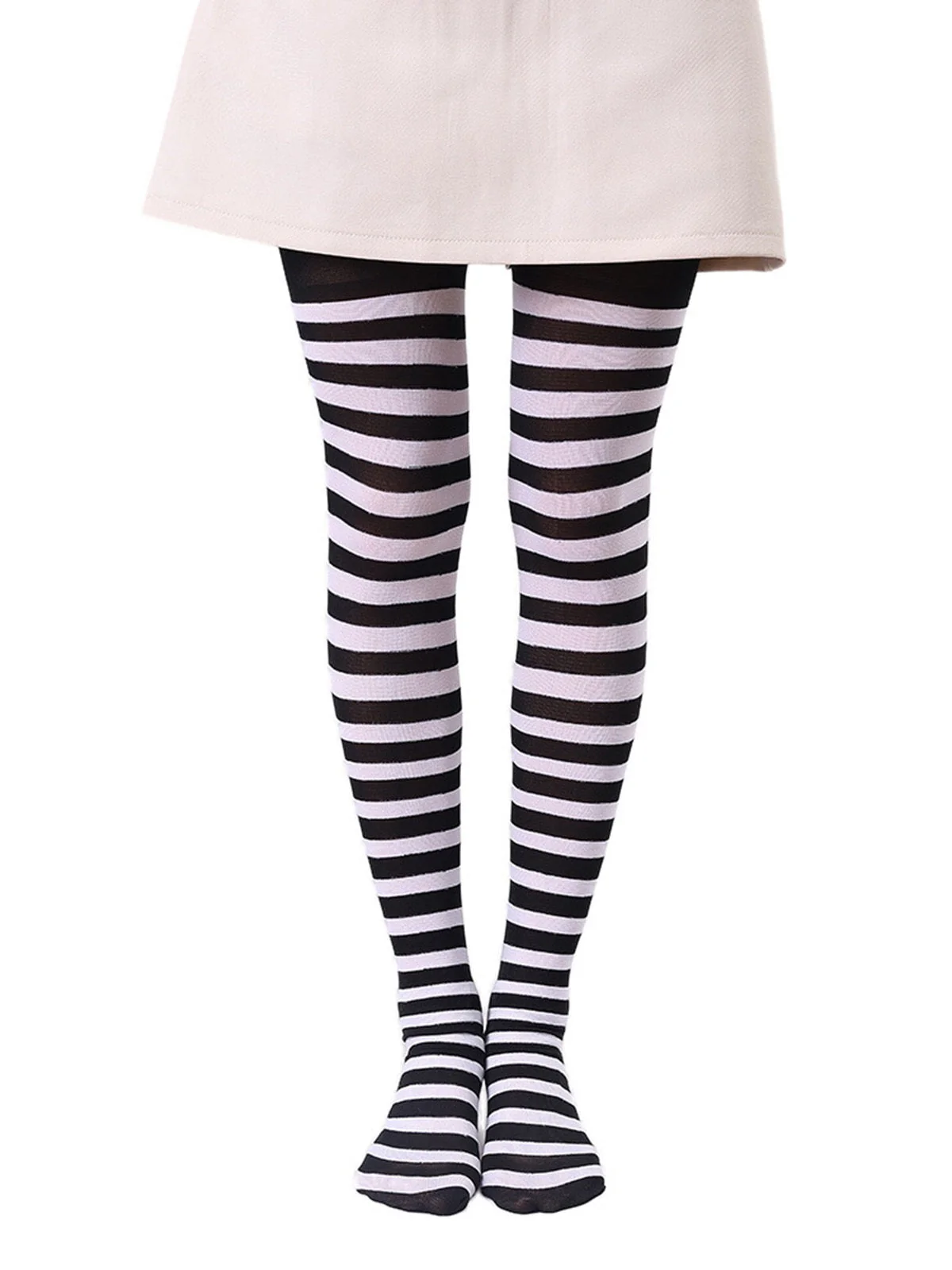 Farbkontrastiert Streifen Strumpfhosen Pantyhose - Image 7