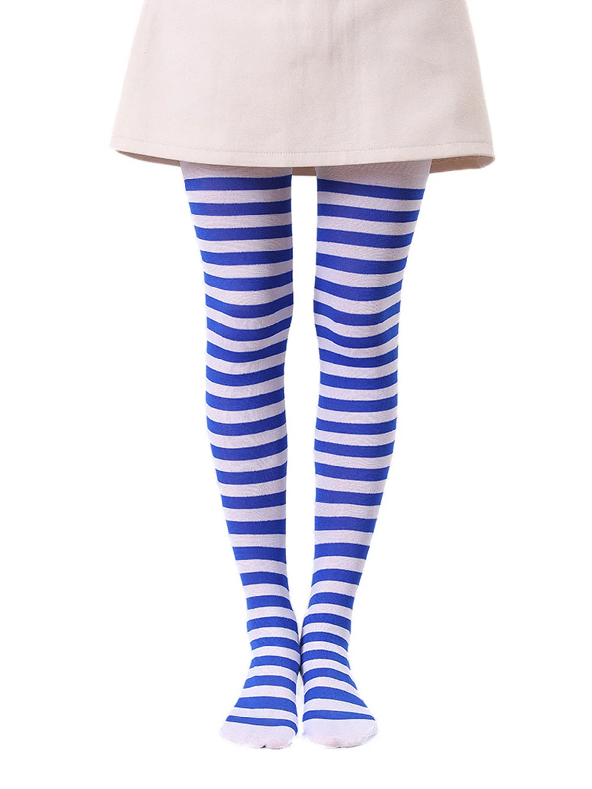 Farbkontrastiert Streifen Strumpfhosen Pantyhose - Image 8