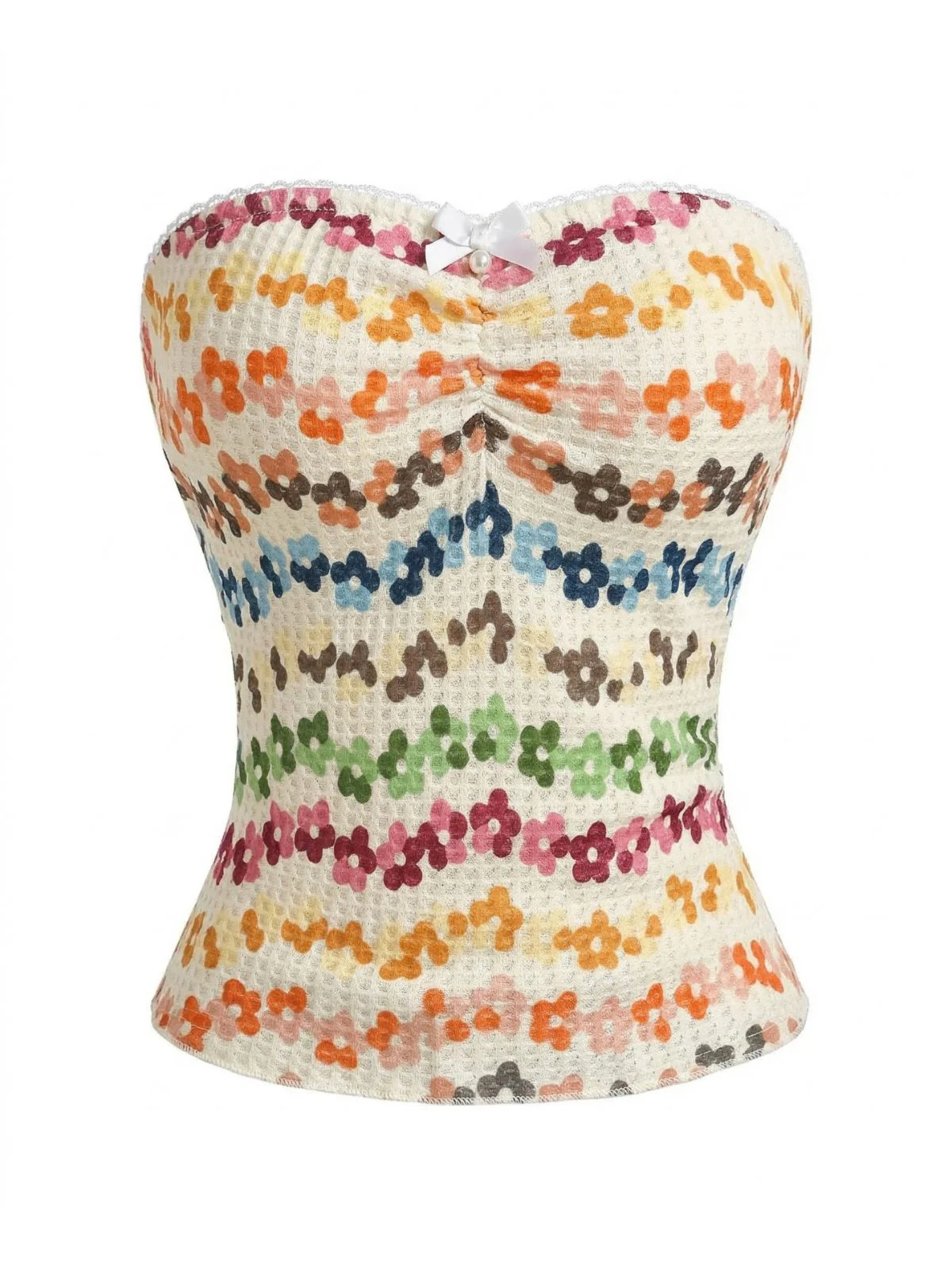 Farbverlauf 00er Bandeau-Top mit Blumen und Schleife - Image 2