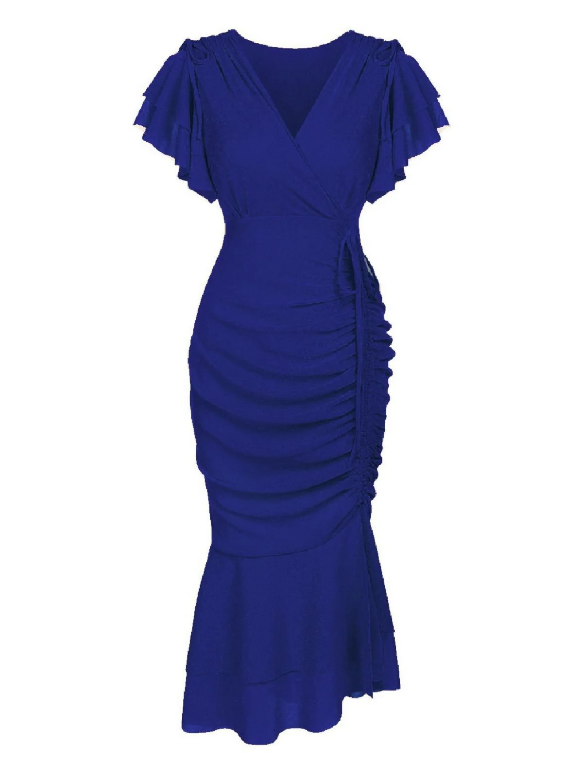 Dunkelgrün 1930er Rüsche Schnürschuh Fischschwanz Kleid - Image 21