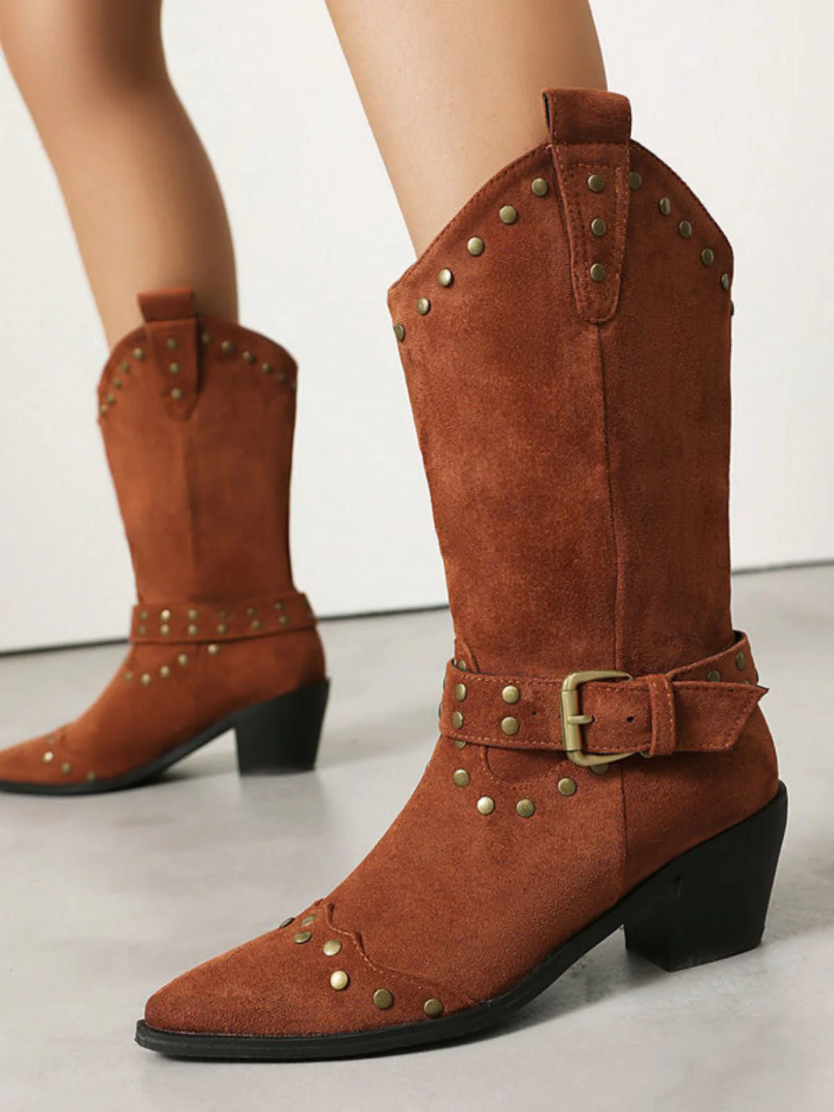 Flanell Besetzt Flügelspitze Zehe Klobig Ferse Stiefel - Image 6