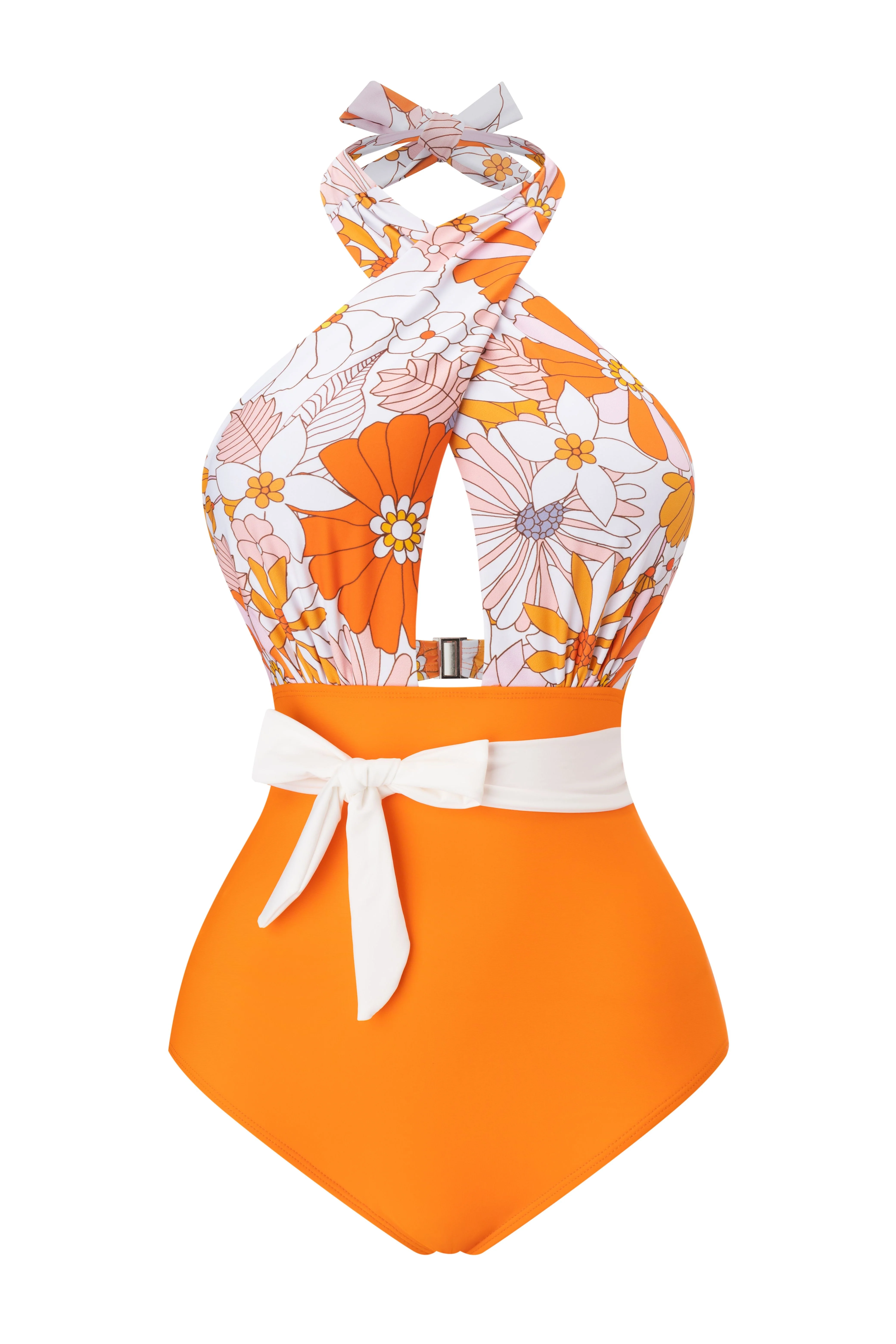 1950er Schleife Band Blumen Kreuz Träger Badeanzug - Image 8