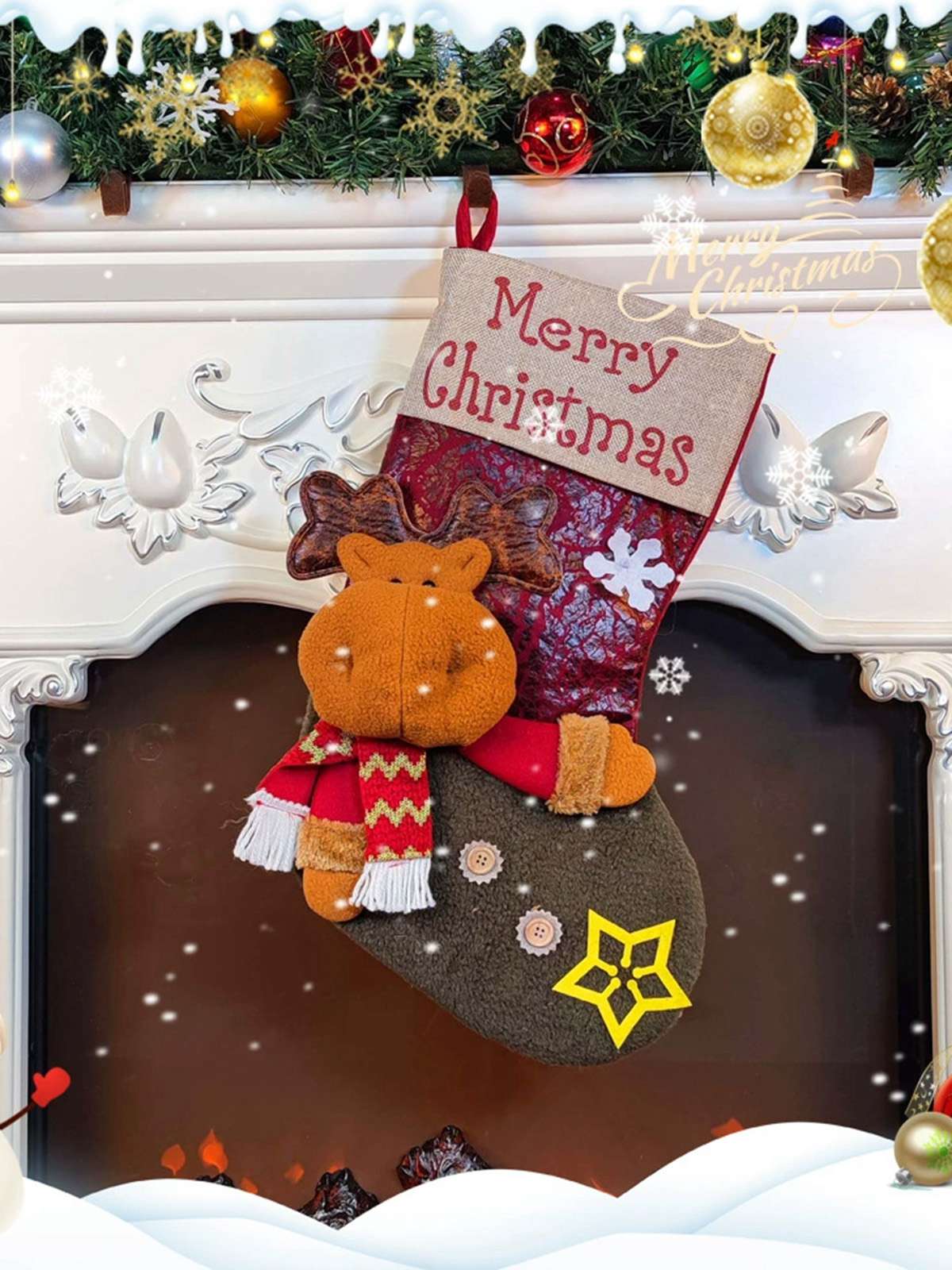 Frohe Weihnachten 3D Karikatur Strümpfe Geschenk Tasche - Image 5