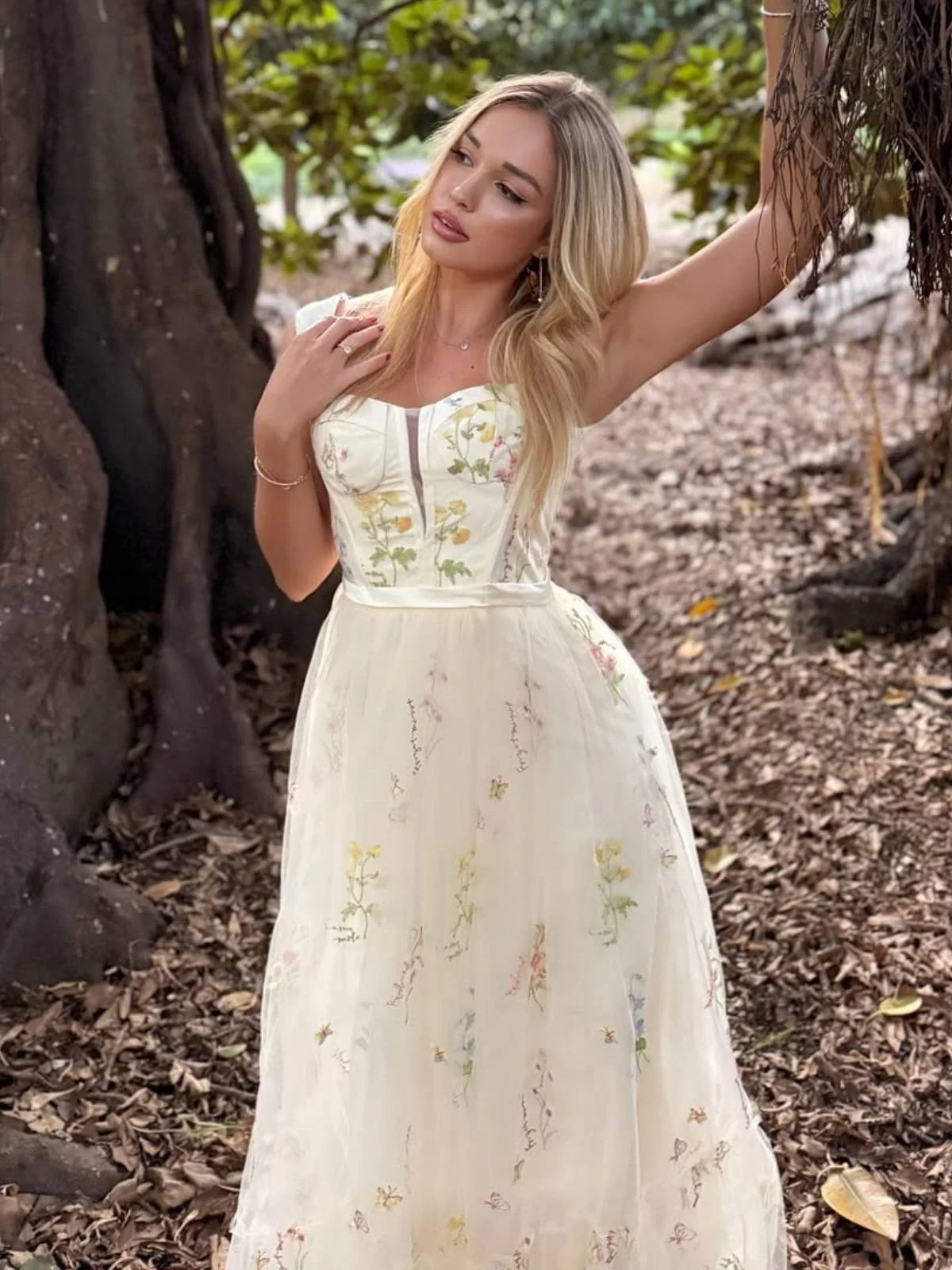 Gelb 1930er Blumen Netz StĂ€bchen SchnĂŒrung Kleid